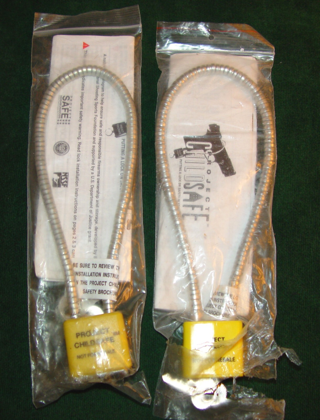 Lot of Two PROJECT CHILD SAFE Cable Gun Locks each  with 2 keys