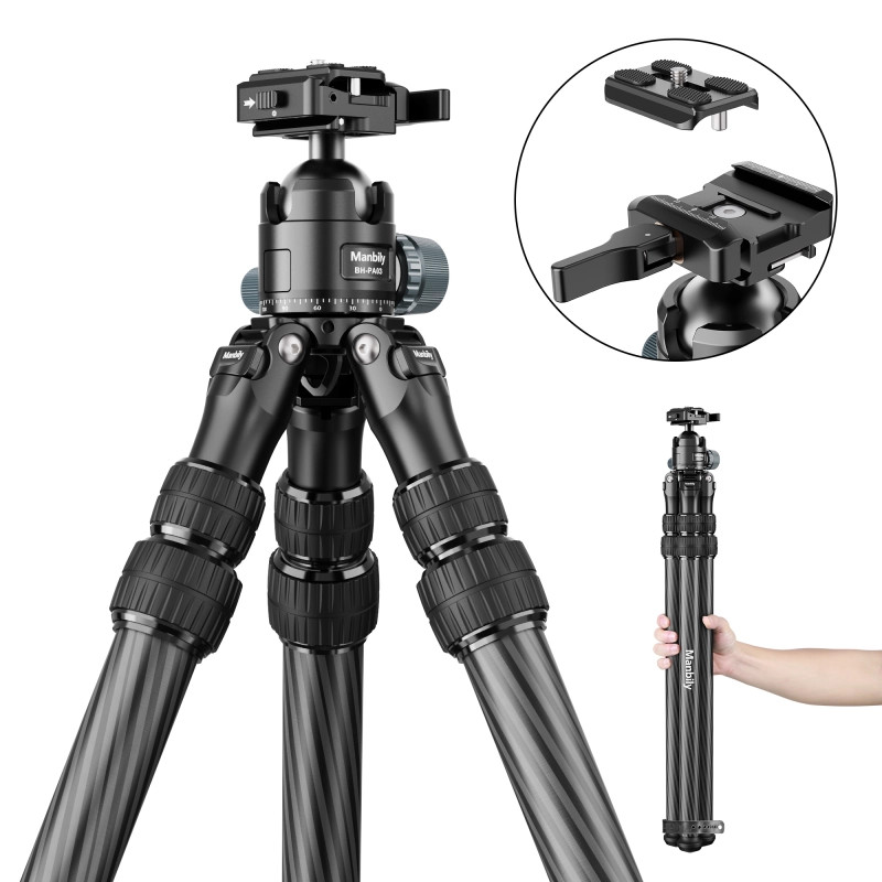 Manbily Carbon Fiber Tripod Ball Head, Tripod Arca Swiss & Picatinny Adapter HOT