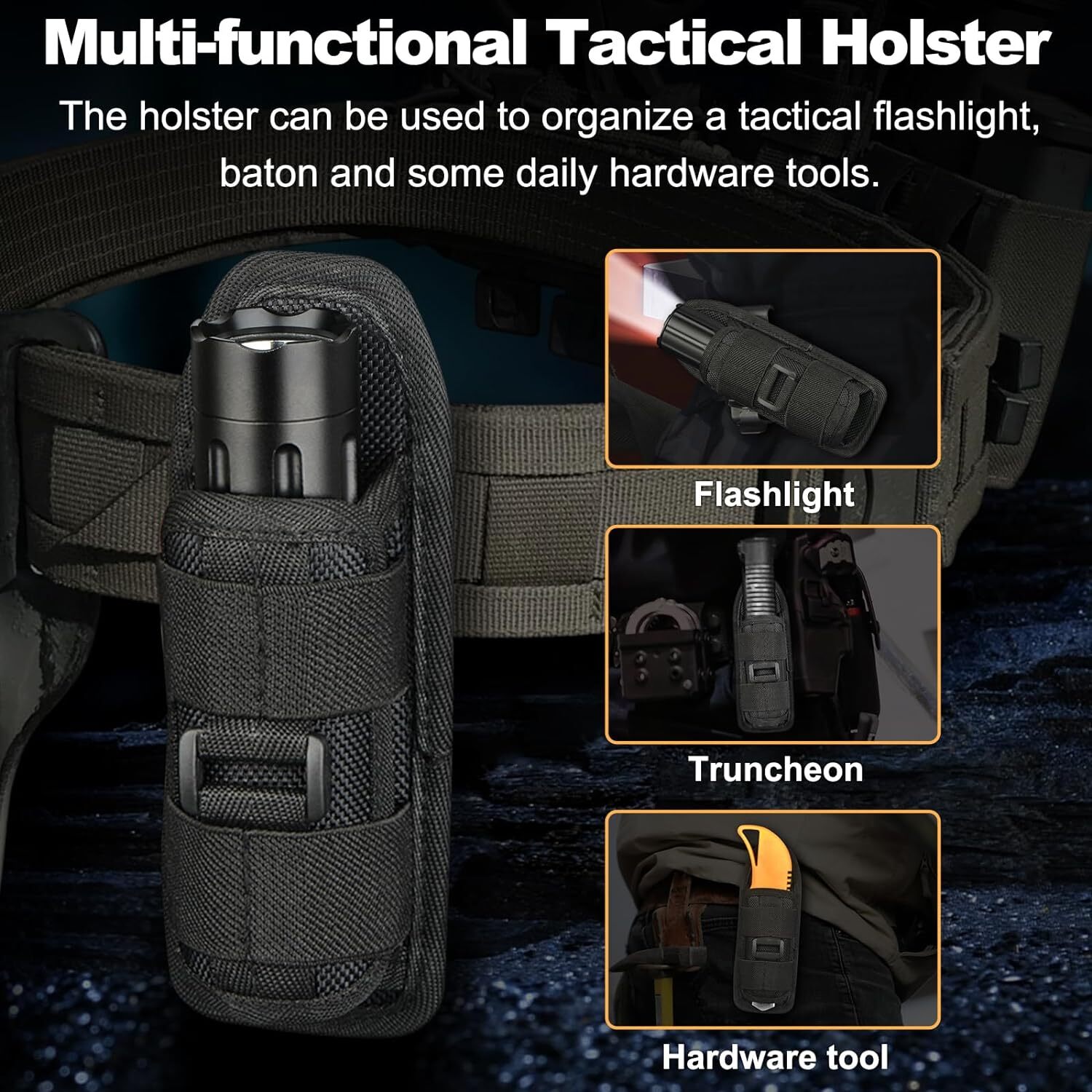 Tactical Flash Light Nylon Pouch Belt Adjustable Heavy Duty Flashlight Holder