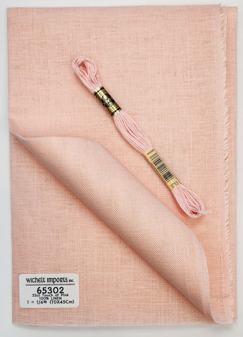 Wichelt Permin Fabric  Linen 32ct Touch of Pink 65302