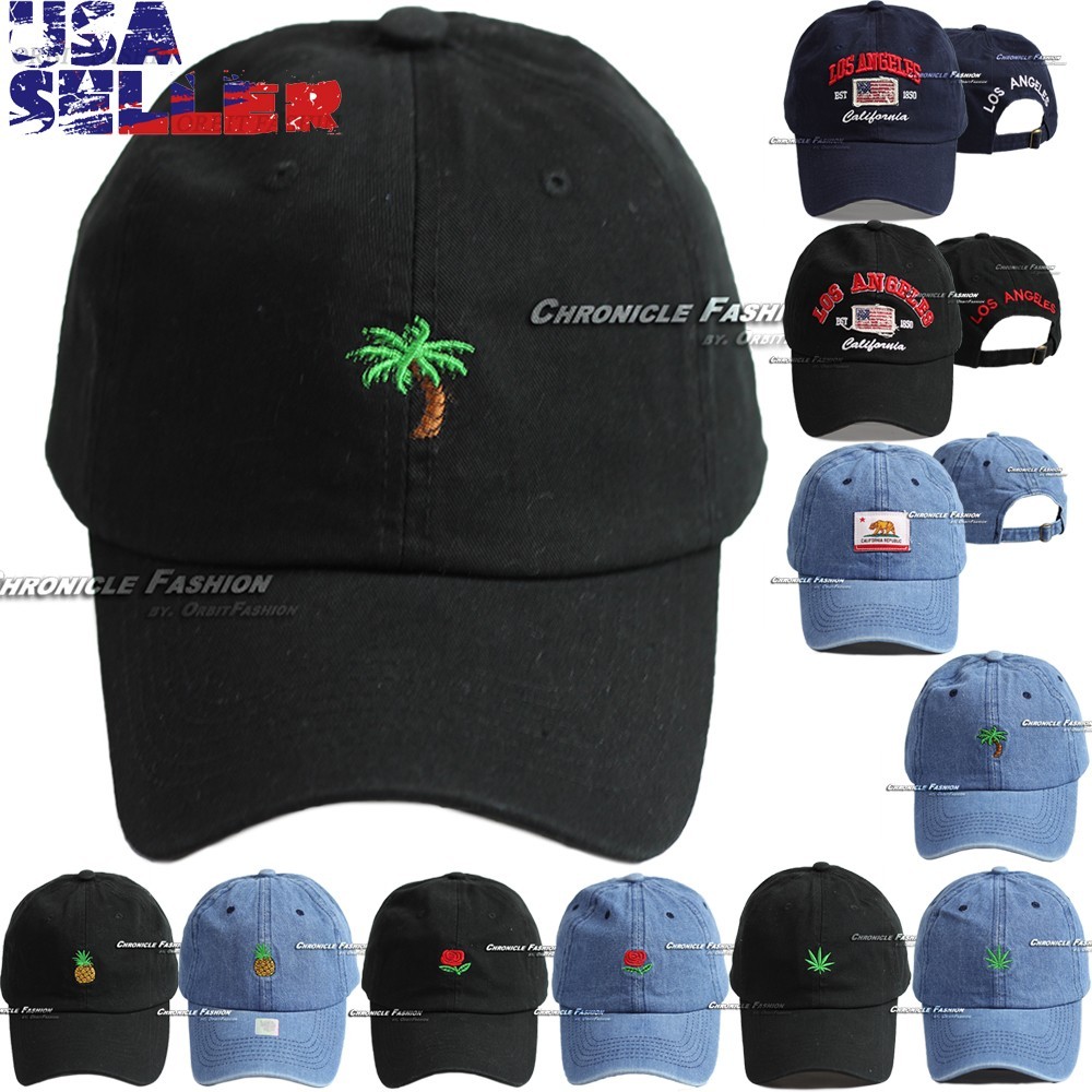 Washed Cotton Dad Hat Adjustable Baseball Cap Embroidered Solid Casual Mens Hat