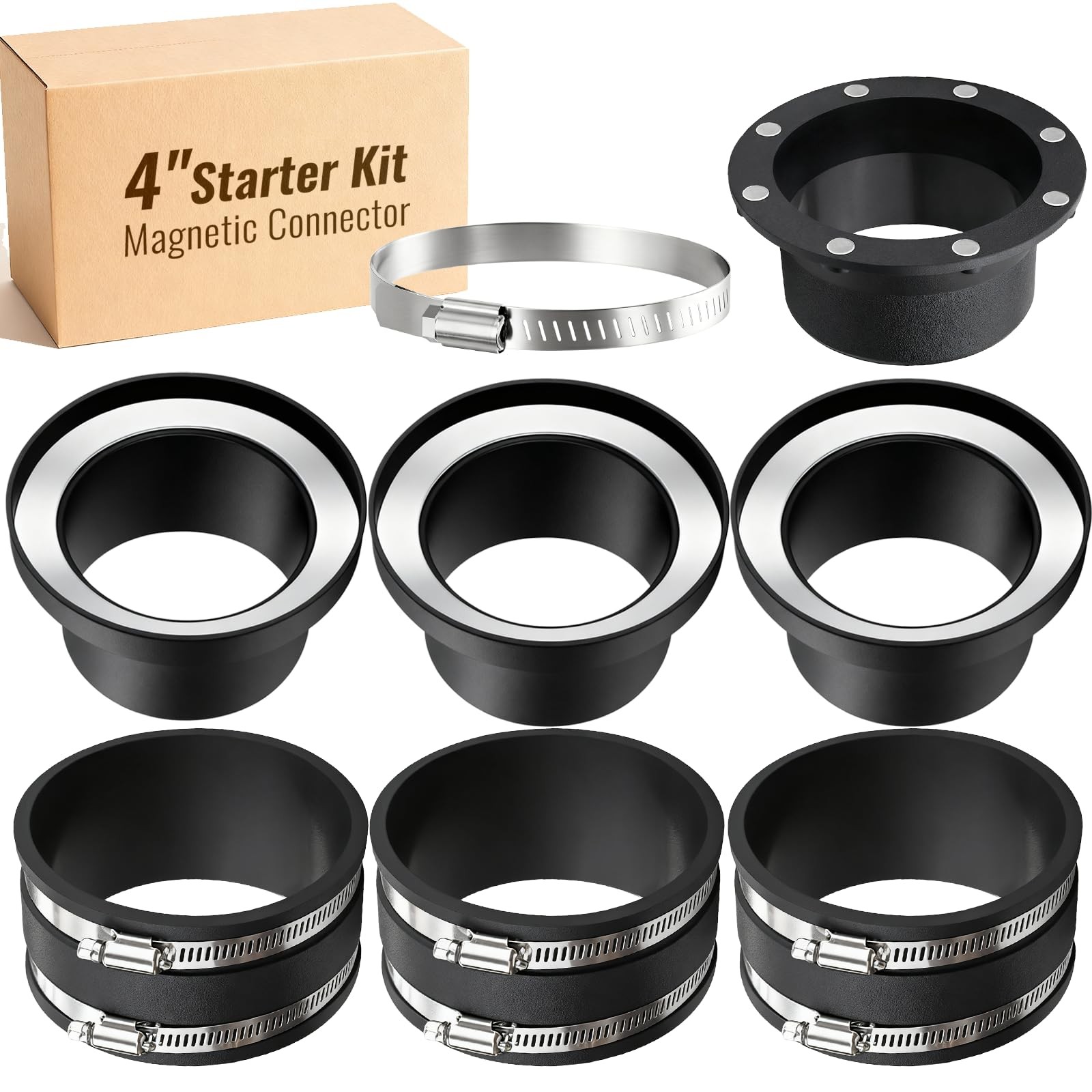 4"Magnetic Dust Collection Fittings,8 high-strength magnets,One-to-Many Magne...