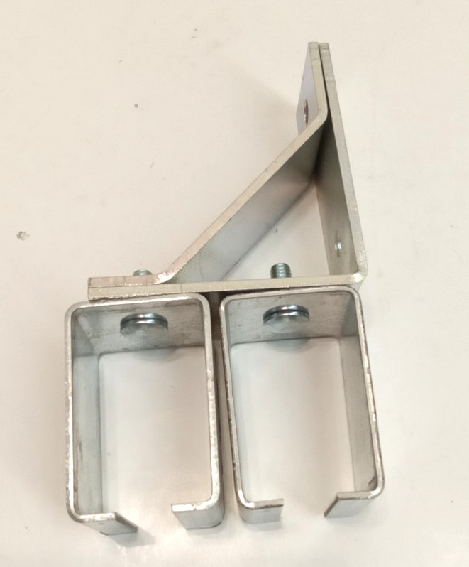 Grainger 4PE65 2-Door Bypass Bracket, Double Box Rail Splice, Steel, Bright Zinc