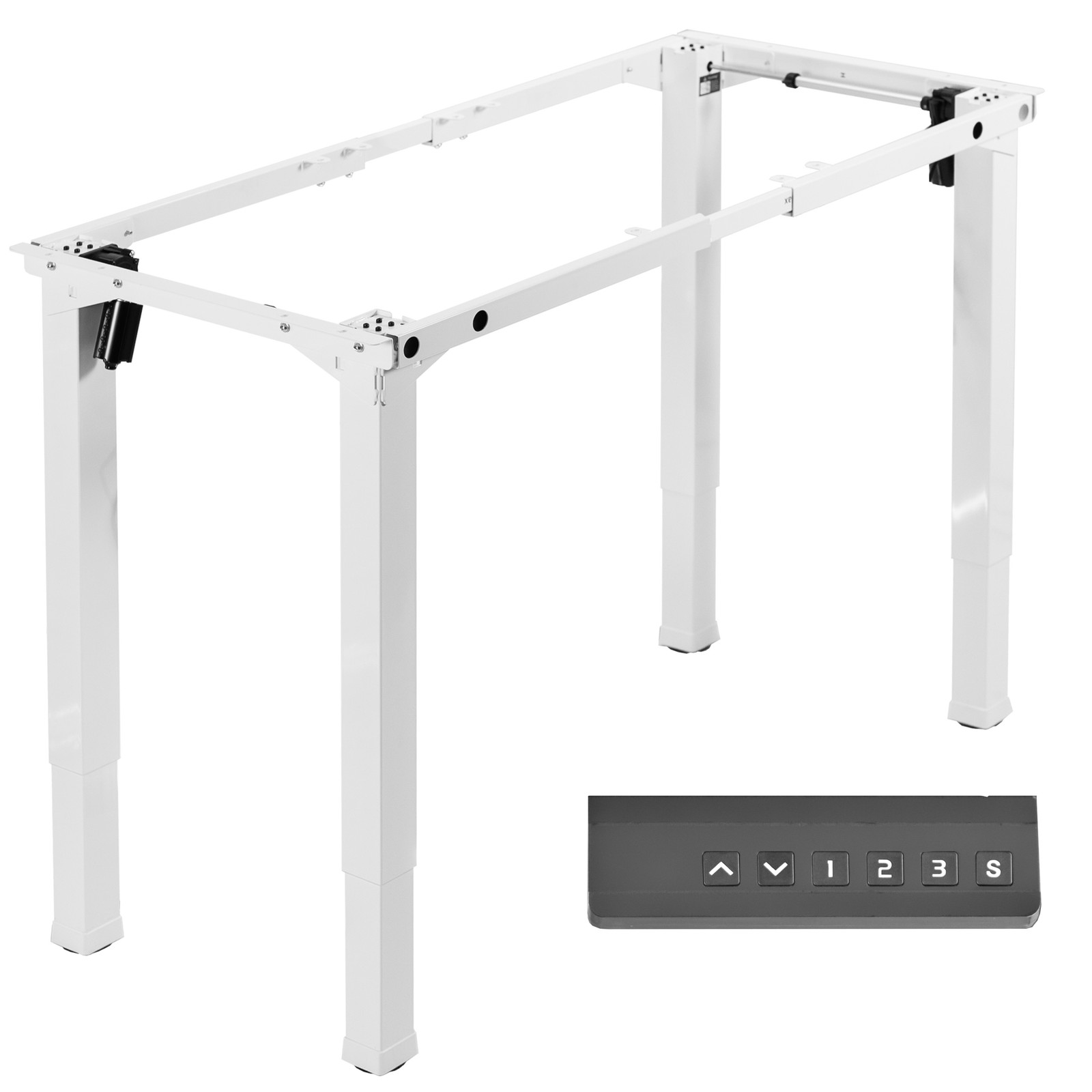 VIVO White Electric Dual-Motor Height Adjustable 4-Leg Standing Desk Frame