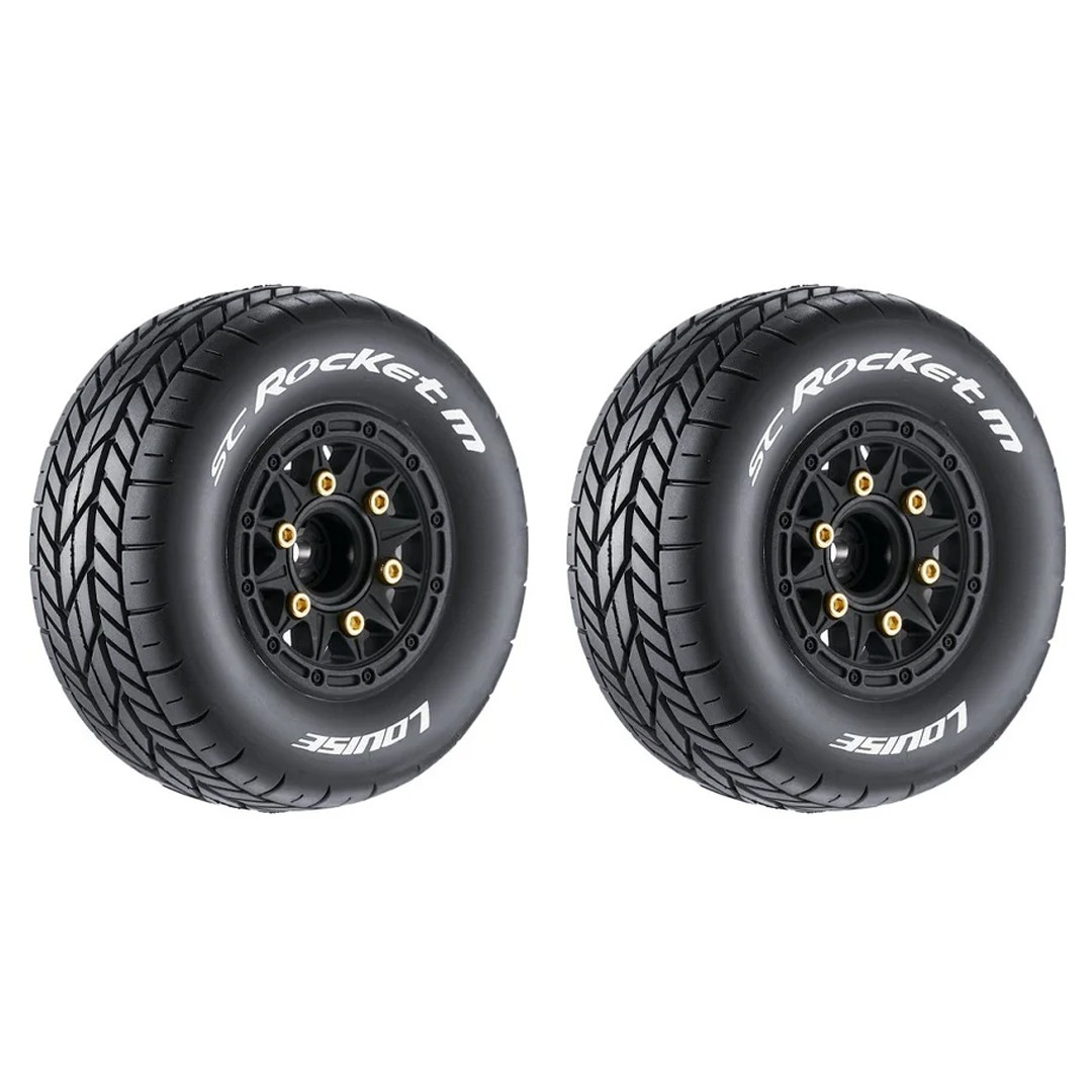 Louise R/C SC-Rocket M 1/10 SC Soft Tires W/ 12/14/17mm Blk Rim (2) LOULT3228SB