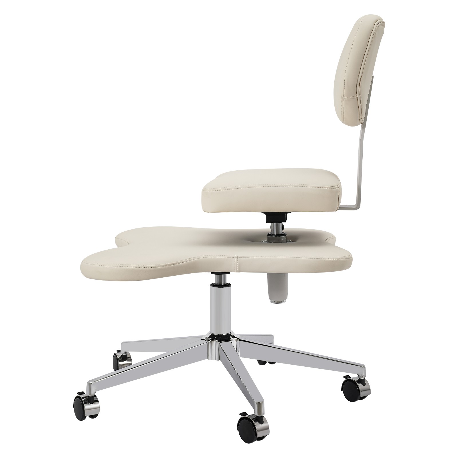 Ivory White Cross Legged Office Chair with Wheels for Meditation & Comfort