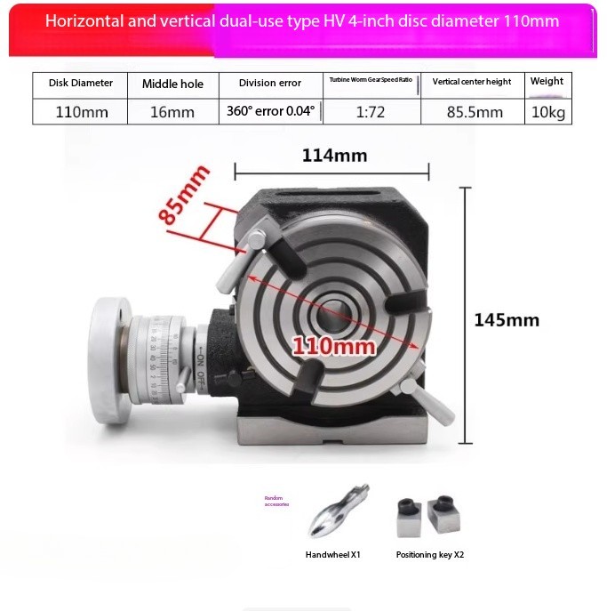 Rotary Table Divider Indexing Head Vertical Dual-purpose Manual Simple Turntable