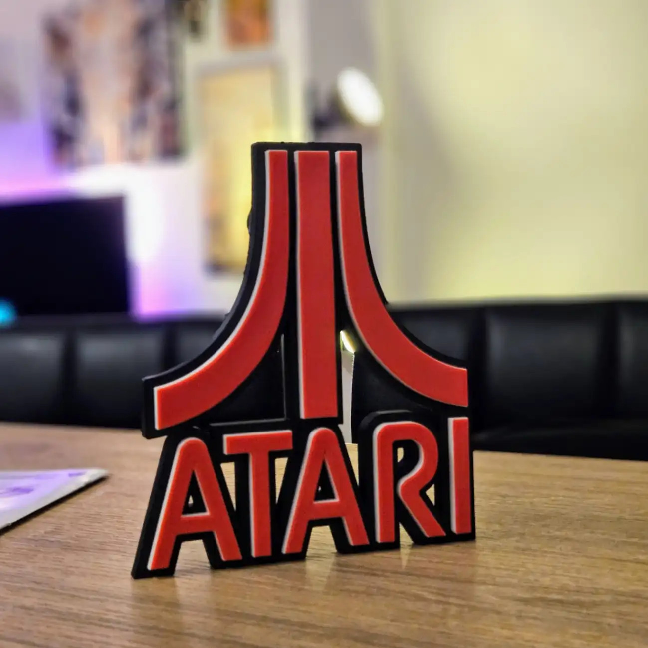 Atari Logo 3D Sign Retro Gaming Decor Classic Video Game Collectible Desk Plaque