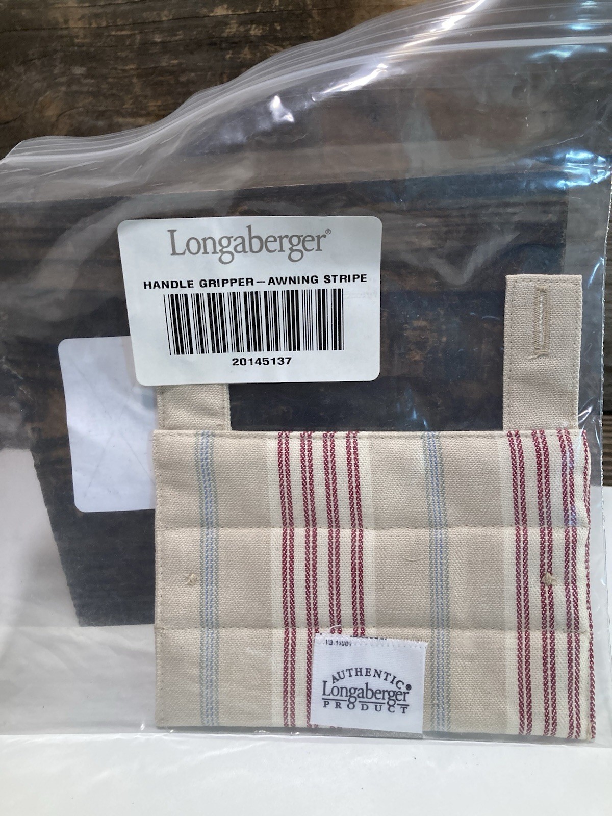 New In Bag Longaberger Fabric Handle Gripper Awning Stripe