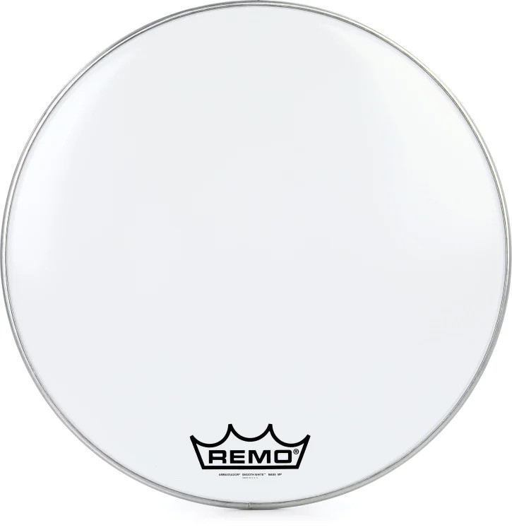 Remo Ambassador Smooth White Marching Bass Drumhead - 24 inches