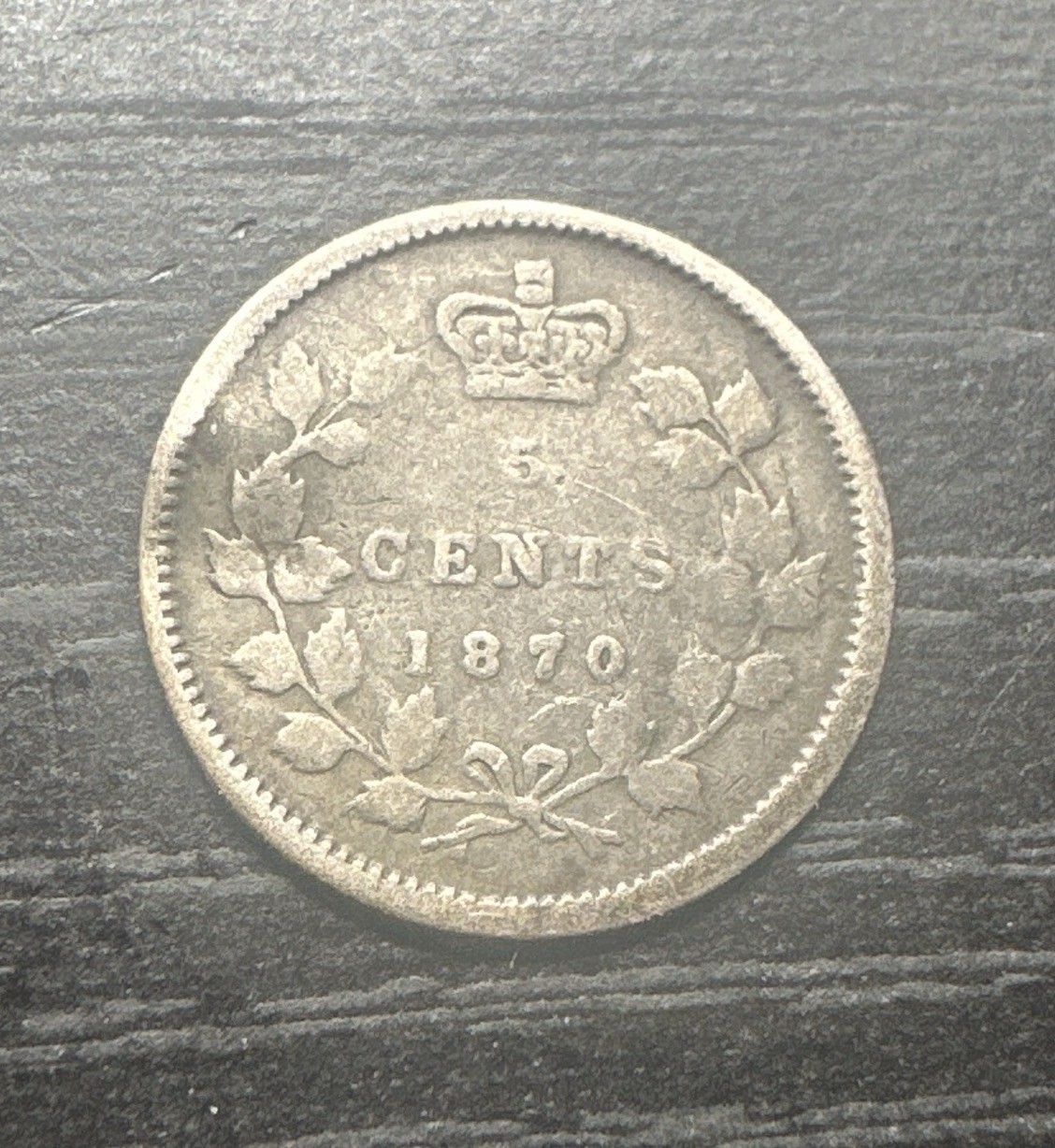 1870 Canada 5 Cents Silver Queen Victoria VG-F Circulated Coin