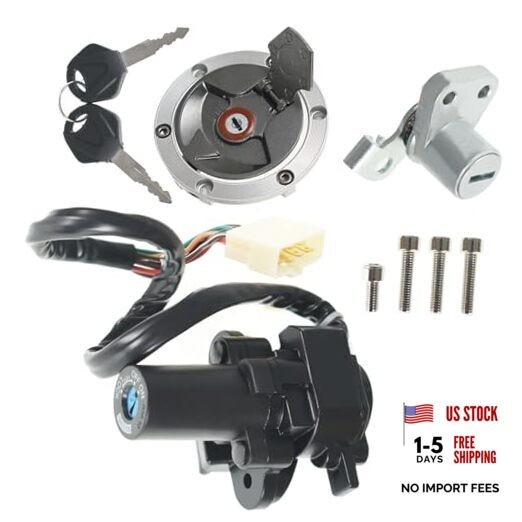 Motorcycle Ignition Switch Lock Key Fuel Cap Replacement for Kawasaki EX250J