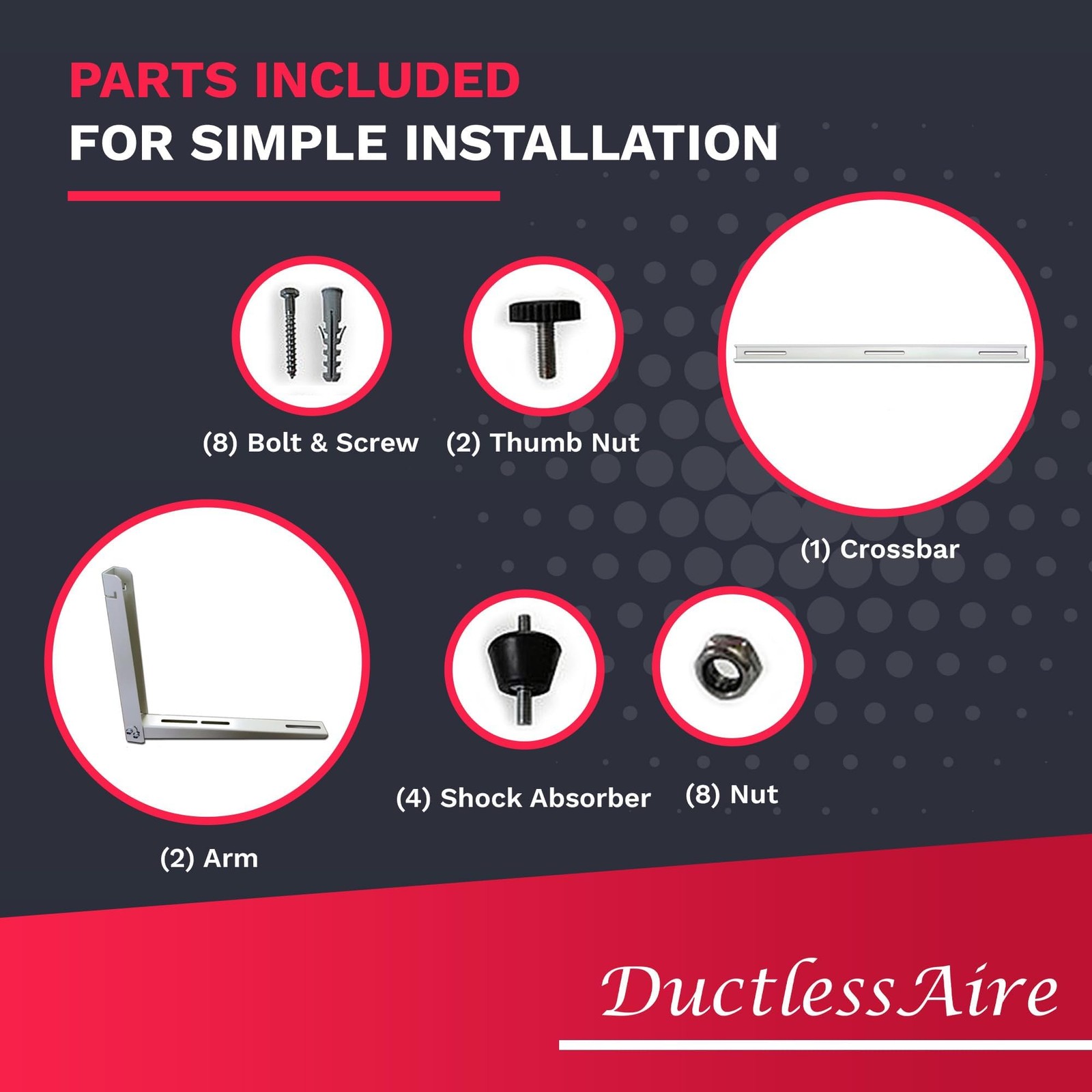 DuctlessAire Mini Split Outdoor Wall Mount Bracket HVAC AC Unit 9-36K BTU