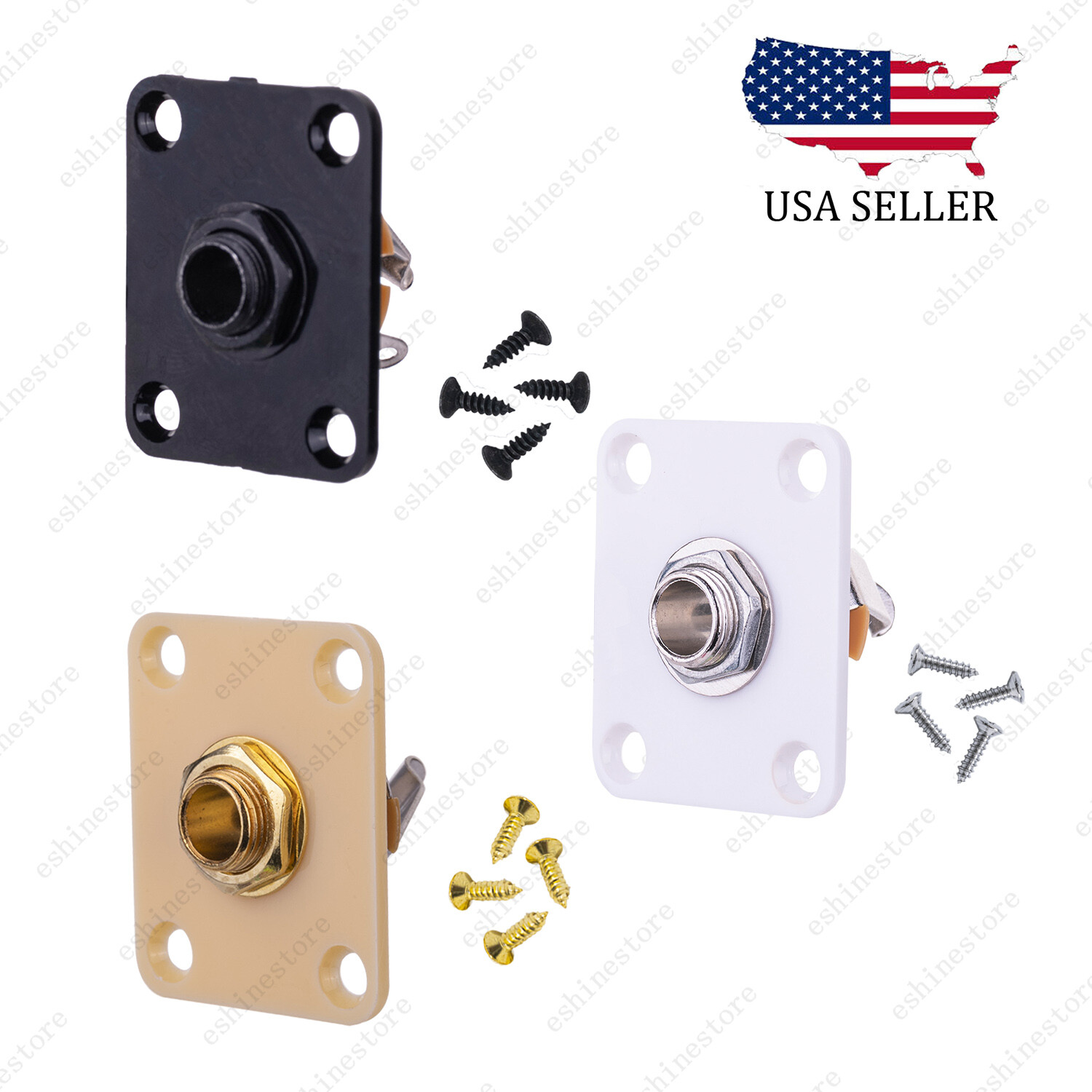 Rectangle Plastic 1/4 Output/Input Jack Plate Socket For Electric Guitar Bass