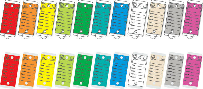 Versa Tag Style Car Dealer Key Tags Round Corner Self Laminating Grey Color