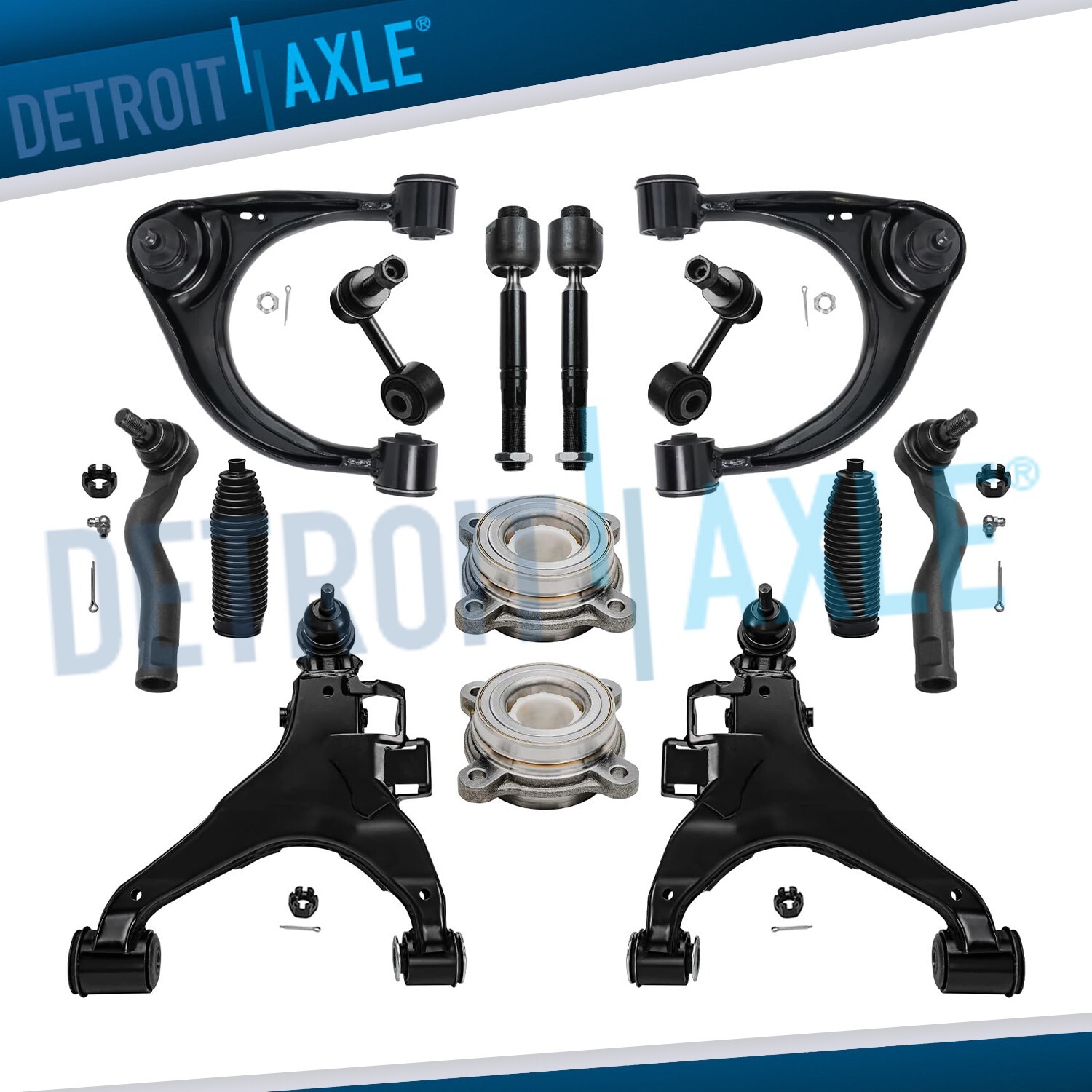 Front Control Arms Tierods Sway Bars Wheel Bearings for 2008-2021 Sequoia Tundra