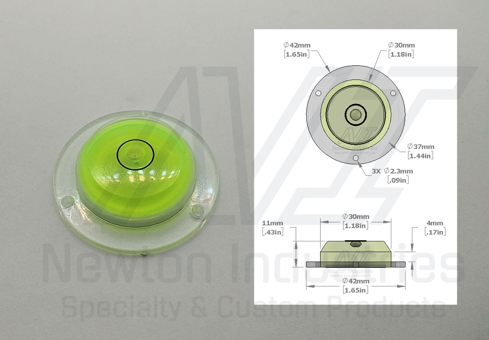 4pcs Acrylic Ø42x30x11mm Round Bullseye Spirit Bubble Level Sens:  ±1° in circle