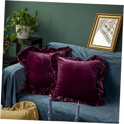Velvet Throw Pillow Cover Soft Decorative Luxurious Solid Square Amaranth