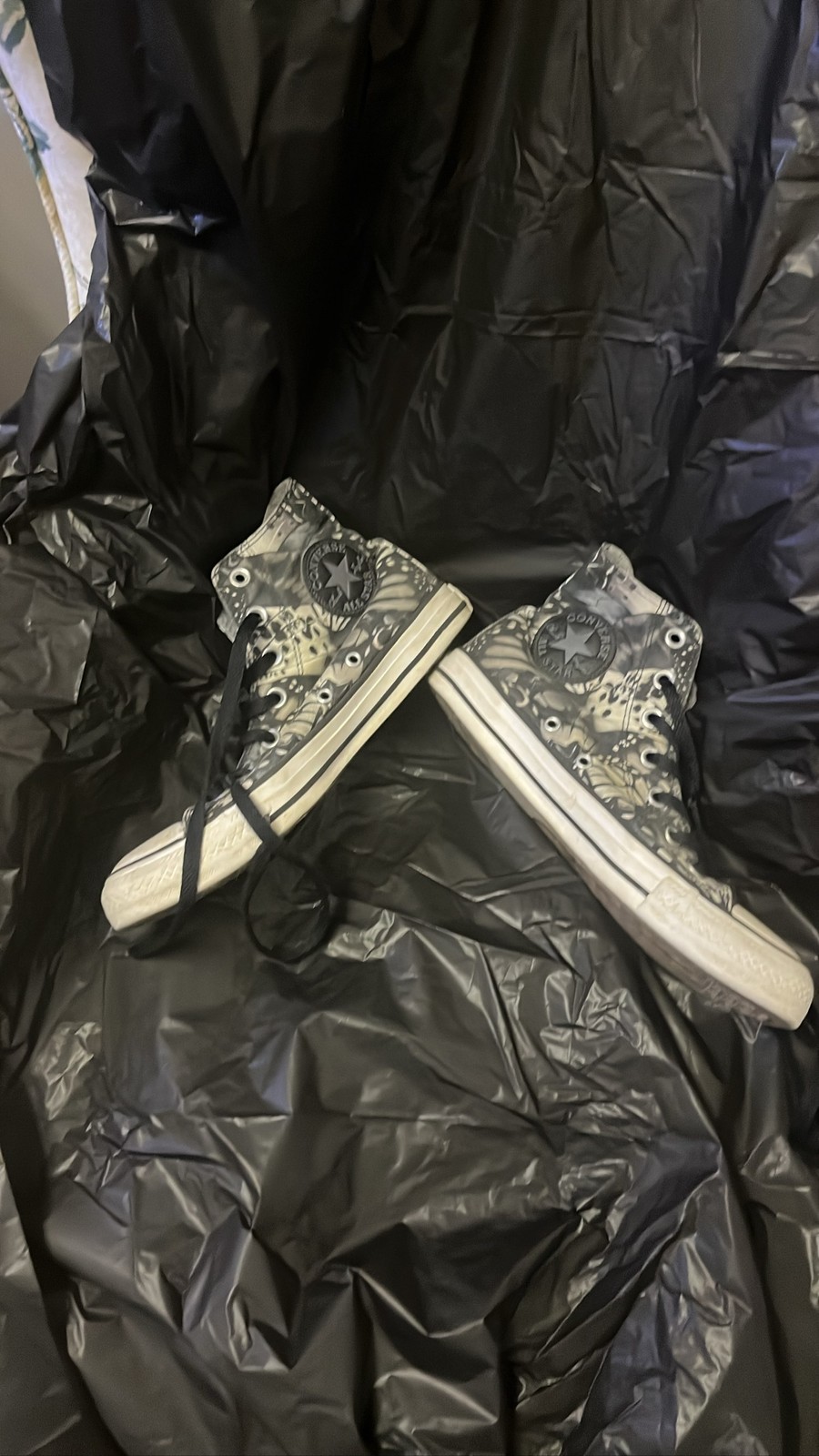 Converse Chuck Taylor High Top Butterfly Camo Black White Sz 8