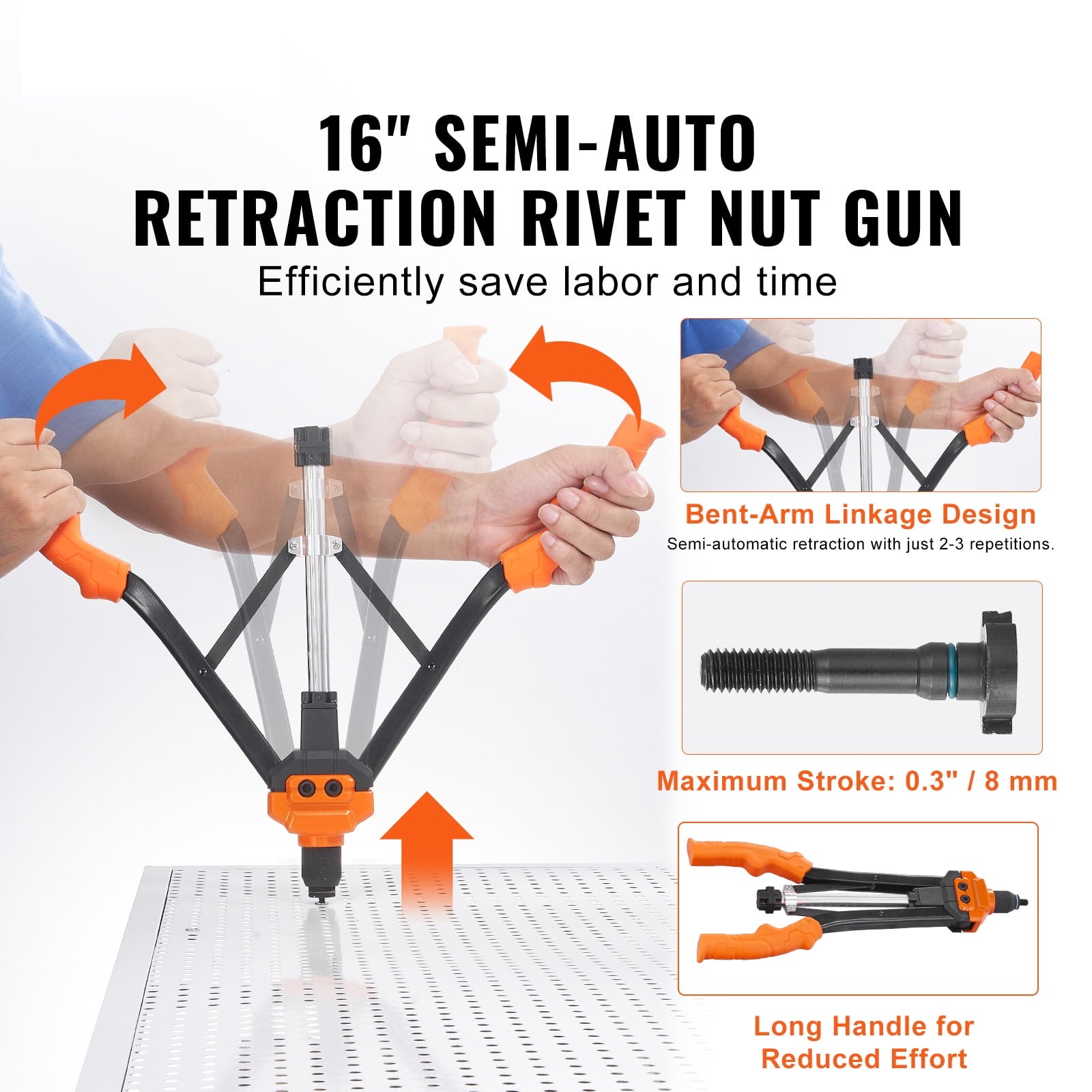 Rivet Nut Tool, 16” Rivnut Tool Kit with 13PCS Metric and SAE Mandrels,