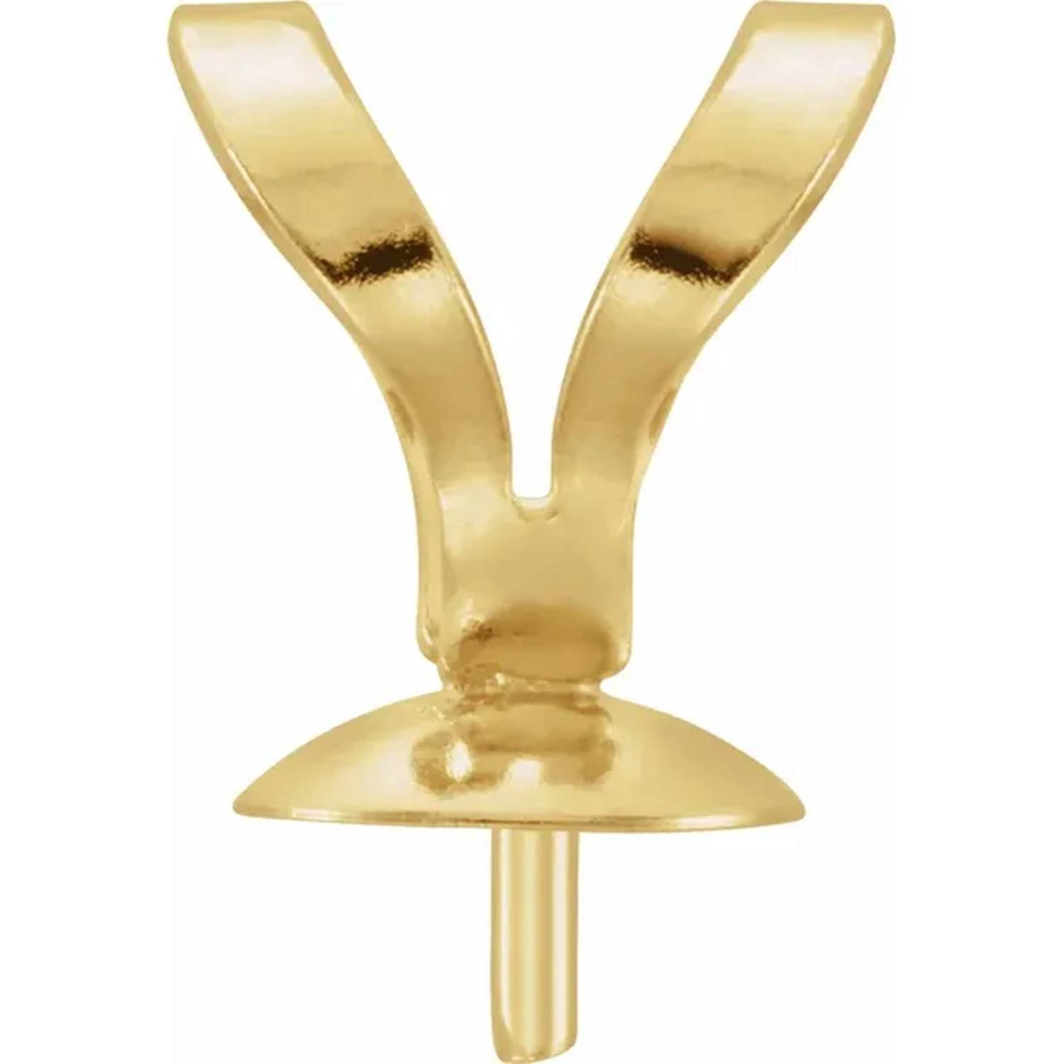 14K Yellow Gold Pearl Pendant Mounting Rabbit Ears Cup for Half Drilled Pearl US