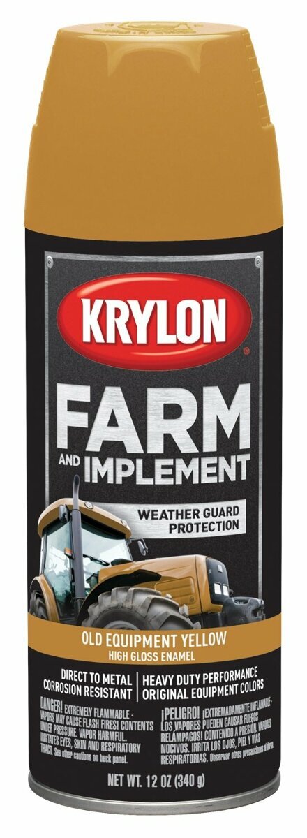 Krylon Farm & Implement Spray Paint High Gloss Old Equipment Cat Yellow 12 oz