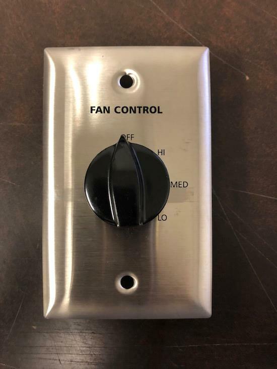 HUBBELL FAN CONTROL SWITCH 120V 1 1/4HP 25A STAINLESS STEEL FACE PLATE