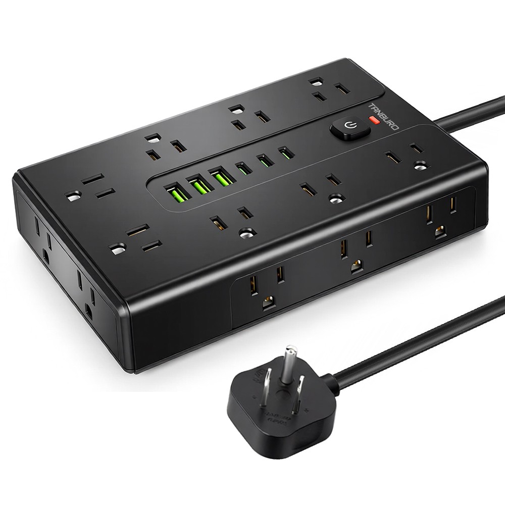 US Power Strip Surge Protector 16 AC Outlets 3 USB Ports + 3 Type C Port 6.5 FT