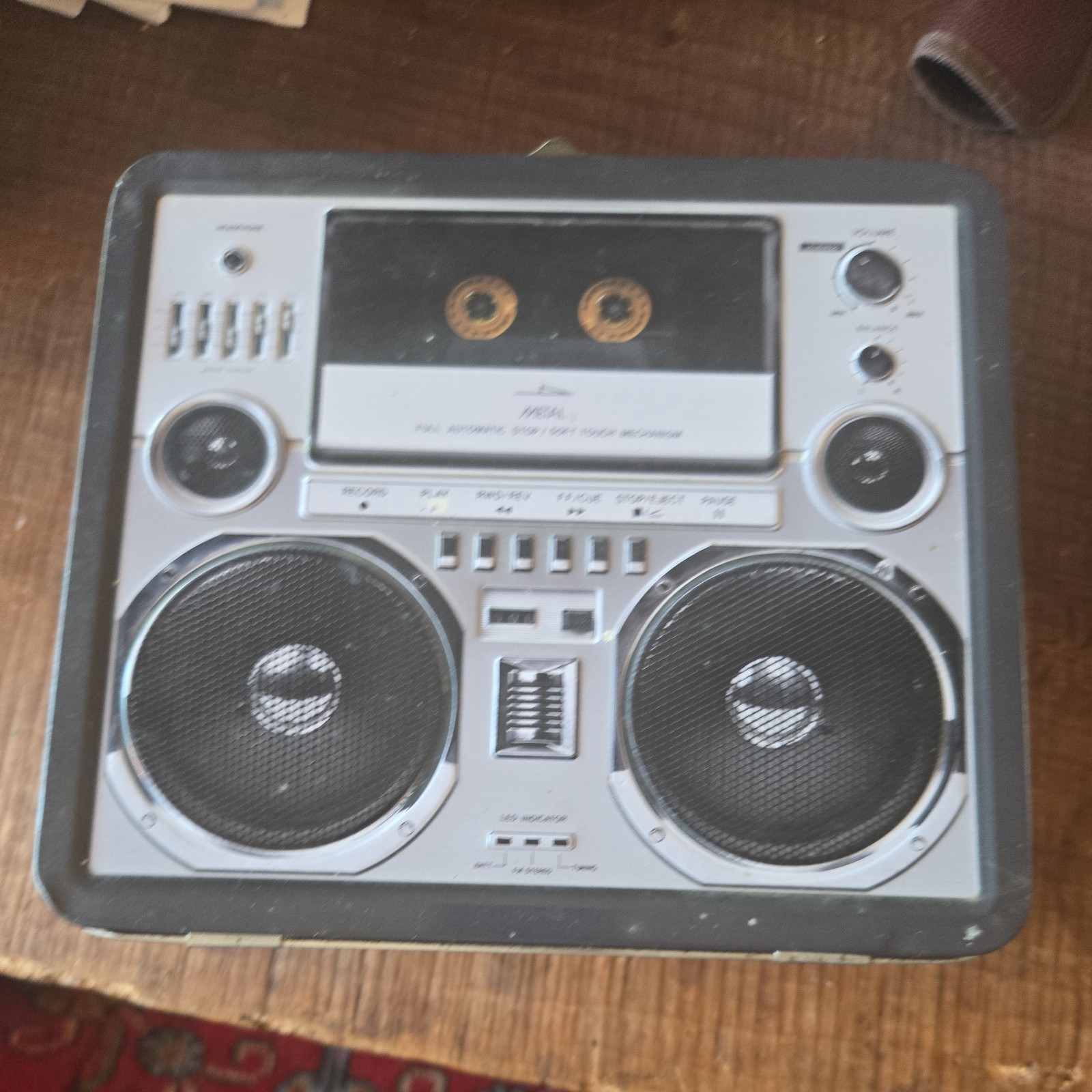 Classified Novelties Retro Boombox Stereo Radio Cassette Recorder Tin Lunchbox