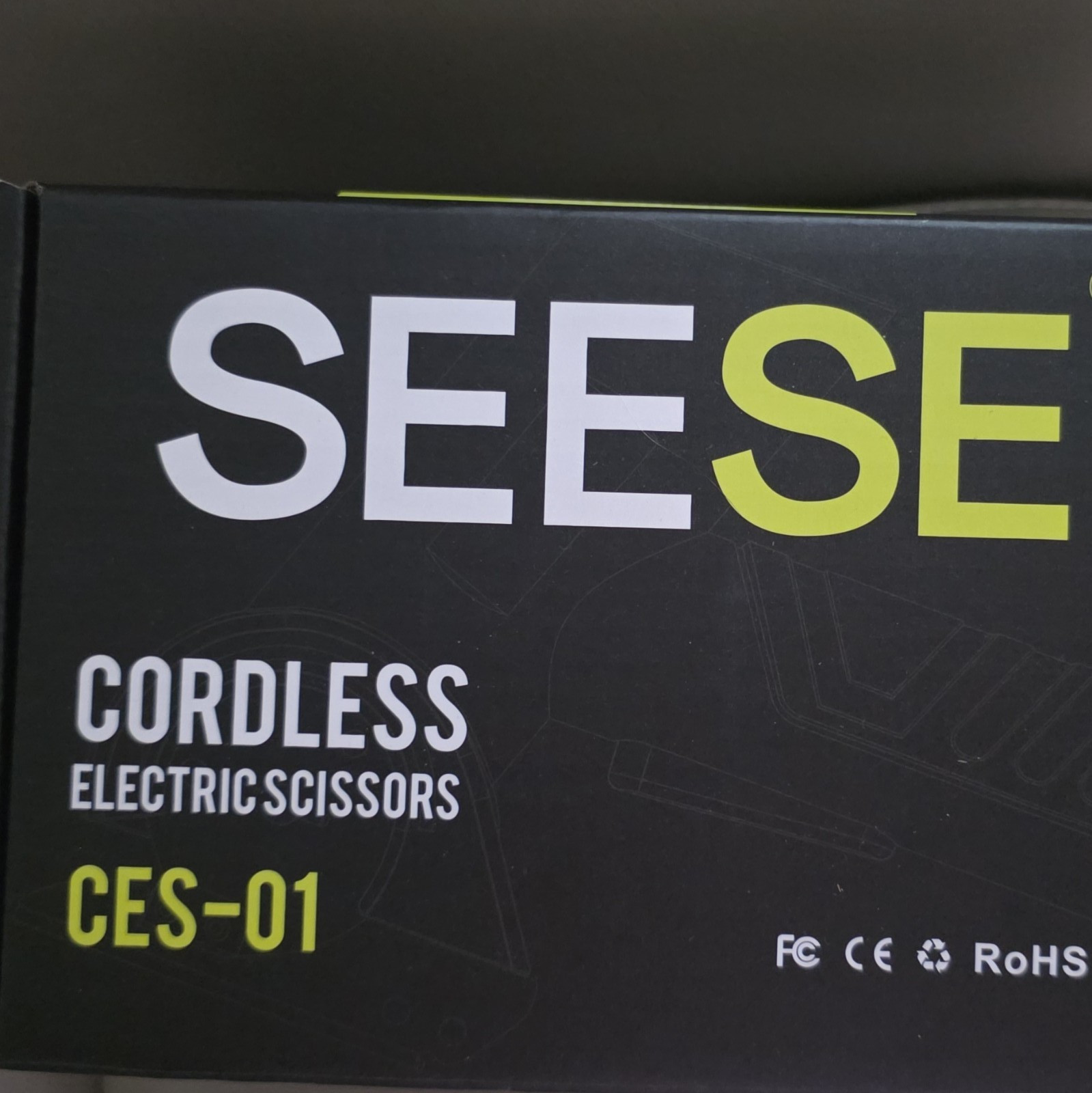 SEESE CES-01 Cordless Electric Scissors, Black/Green