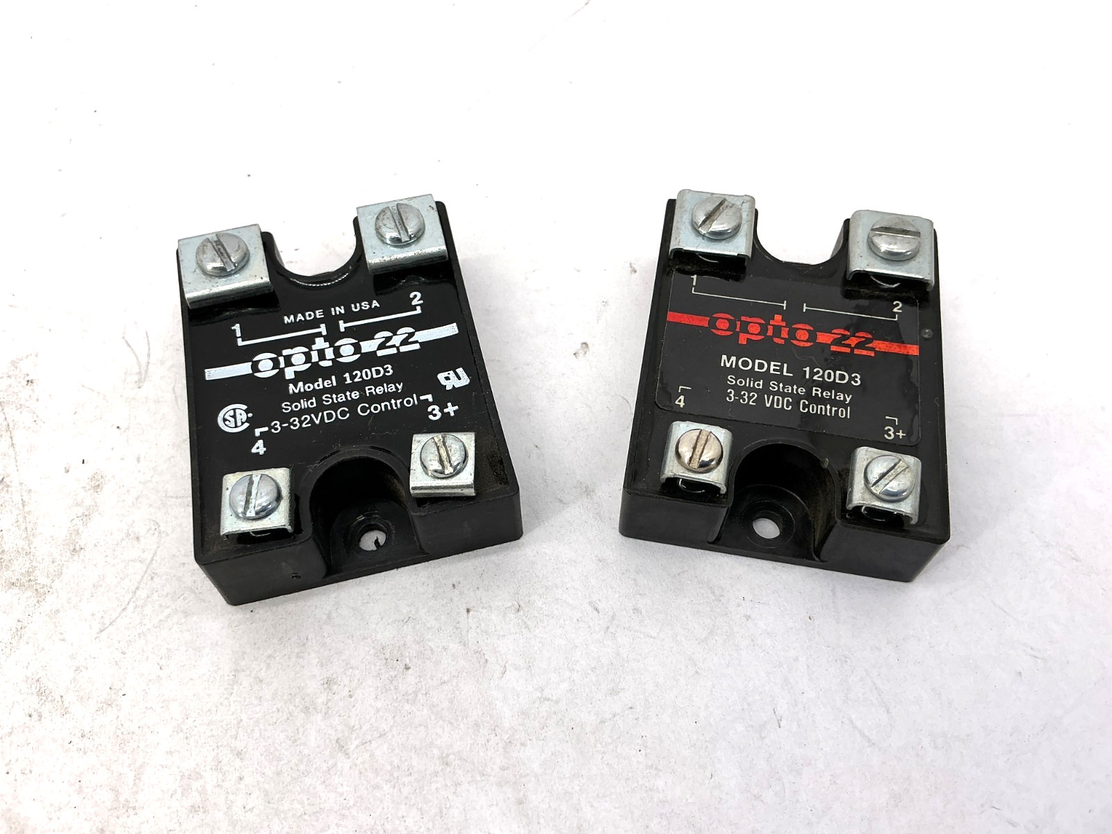 Lot of 2 OPTO 22 120D3 Solid State Relay 3-32VDC Control