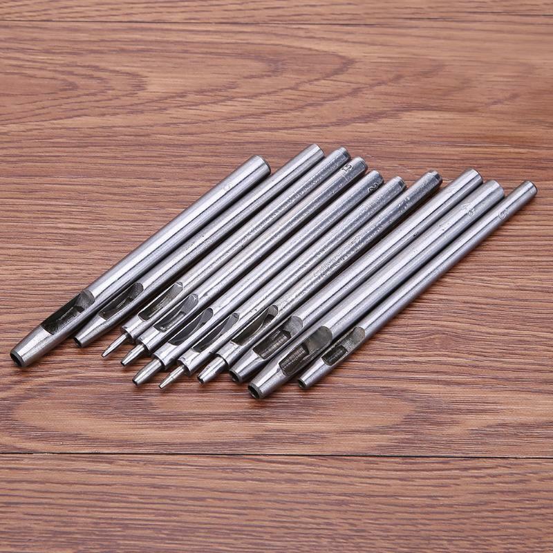 10pcs DIY hollow punching tool LeatherCraft strap with manual punching cutting