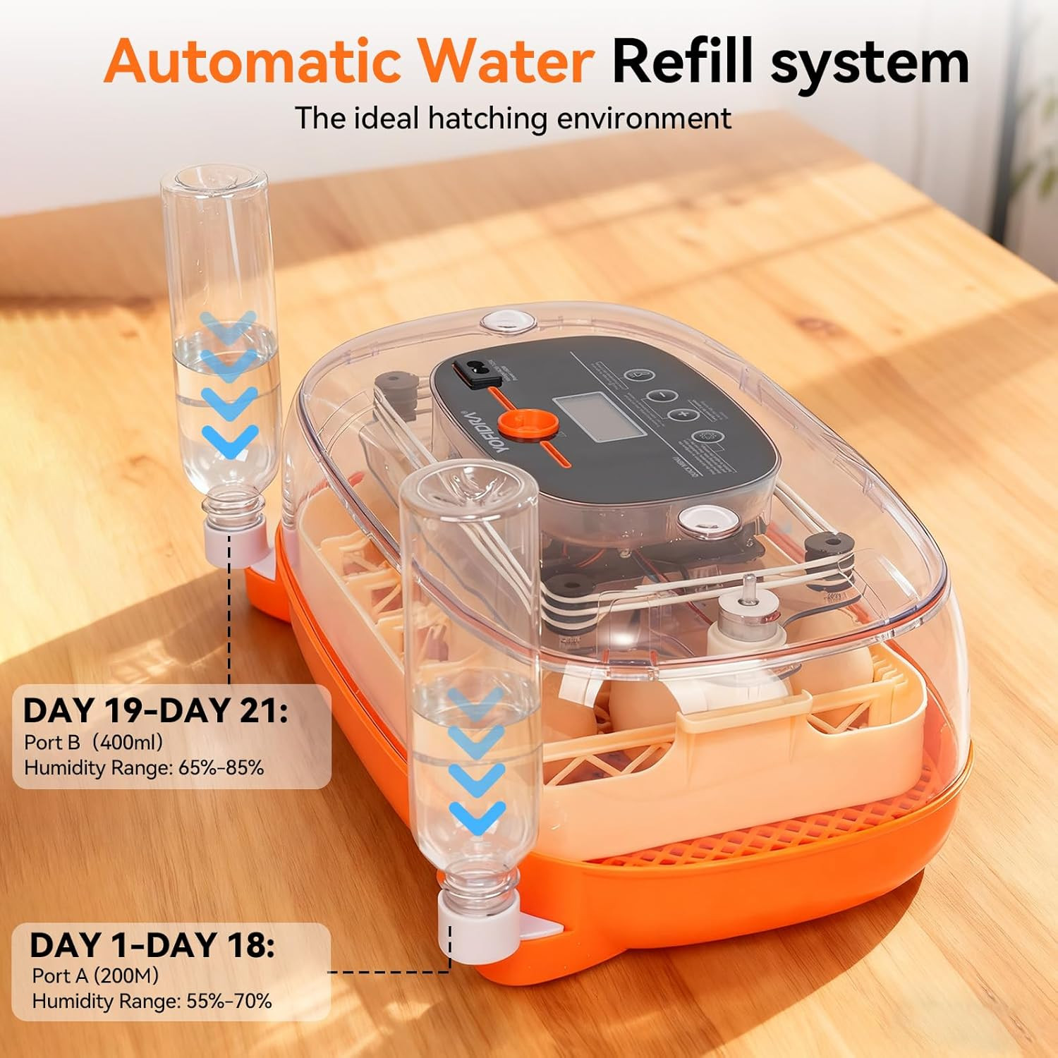 Incubators for Hatching Eggs, 24 Egg Incubator, Automatic Egg Turner with Humidi