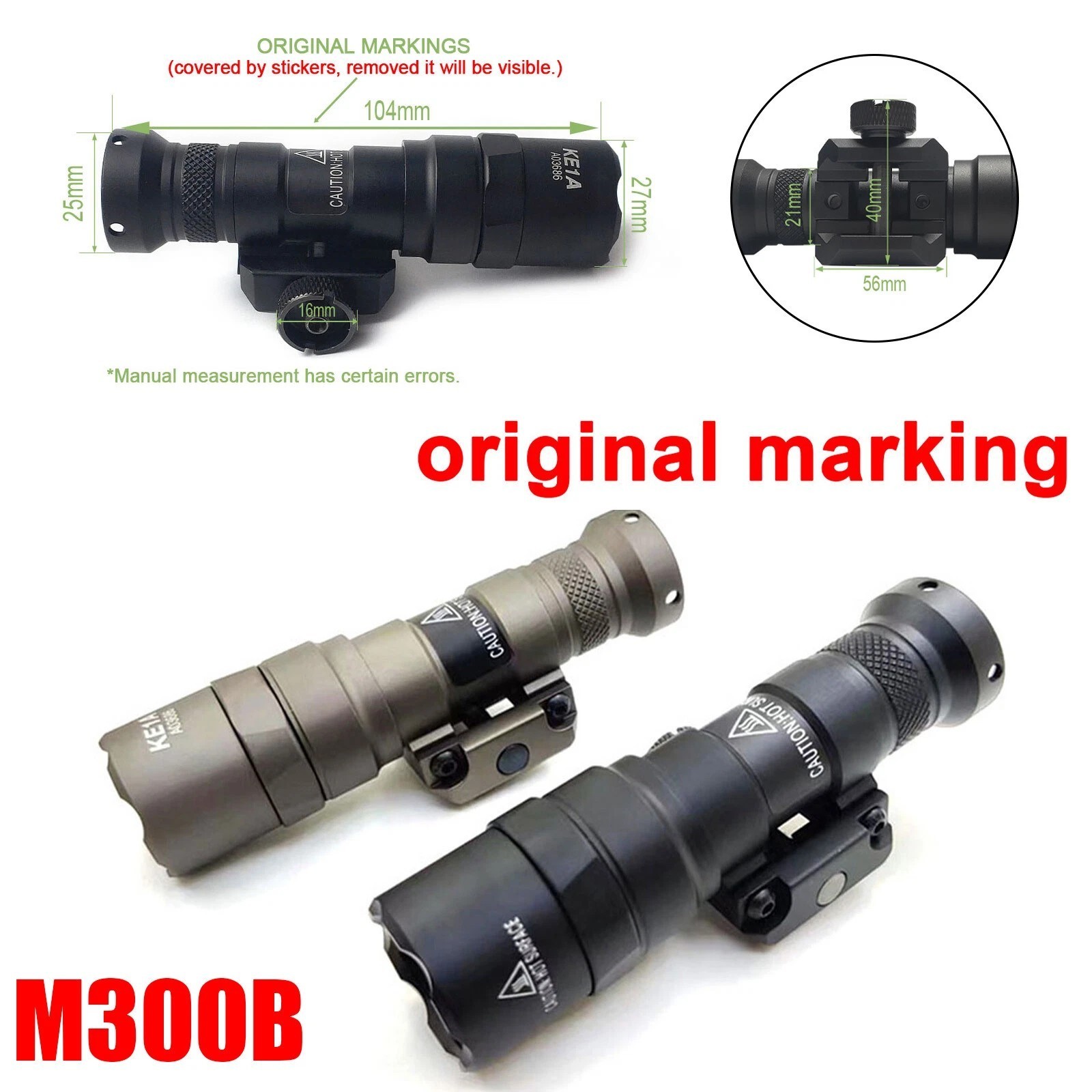 Tactical M300B Rifle Flashlight Constant/Momentary LED Light Fit Picatinny Rail