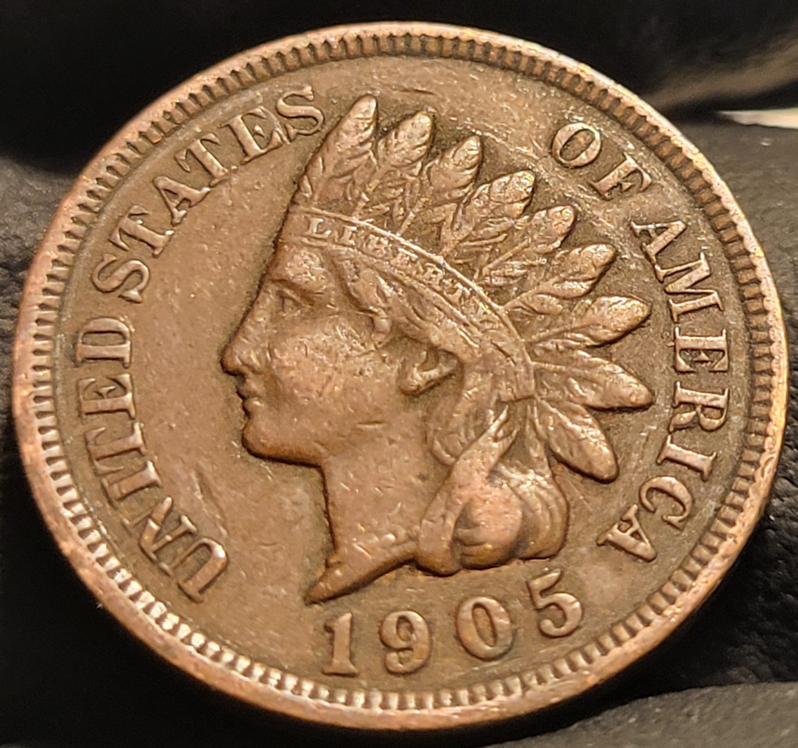 1905 1C BN Indian Head Penny Cent! Some Gunk Reverse Letters