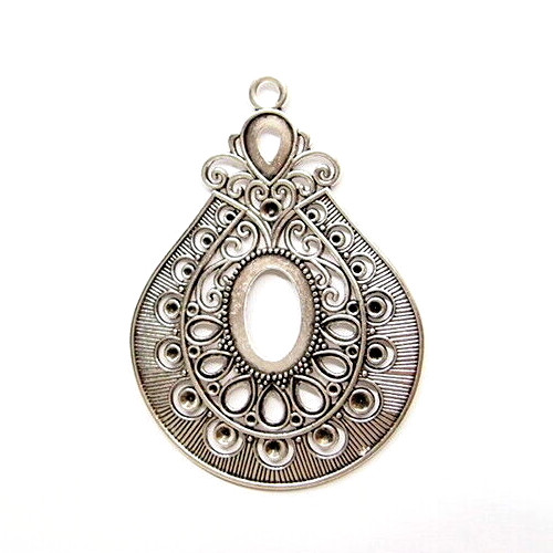 4 -25x18mm Antique Silver Teardrop Victorian Deco XL Pendant Settings 87x62mm