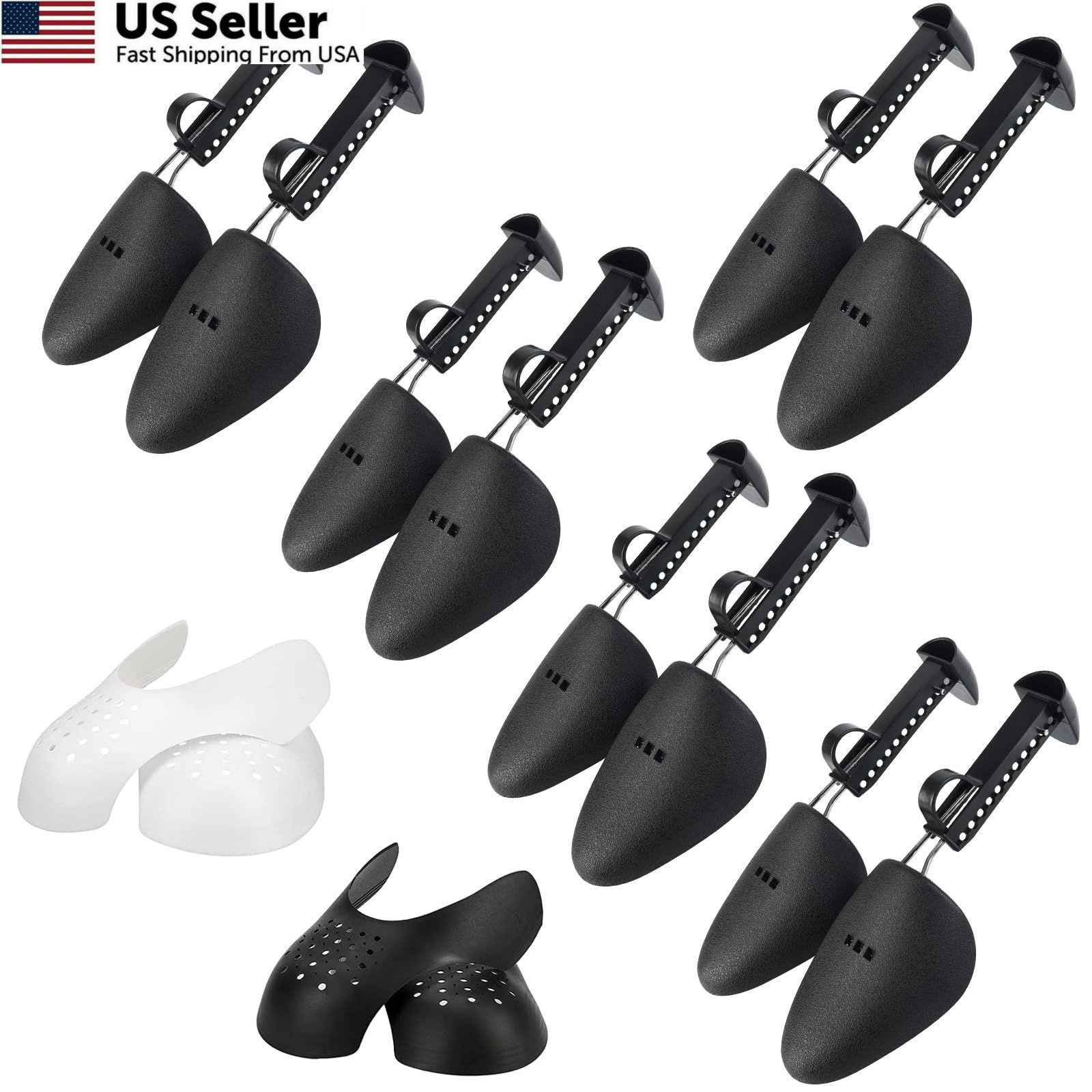 SYINUOYIS 7 Pairs Plastic Shoe Stretchers for Men shoes' size 5.5-11, Black