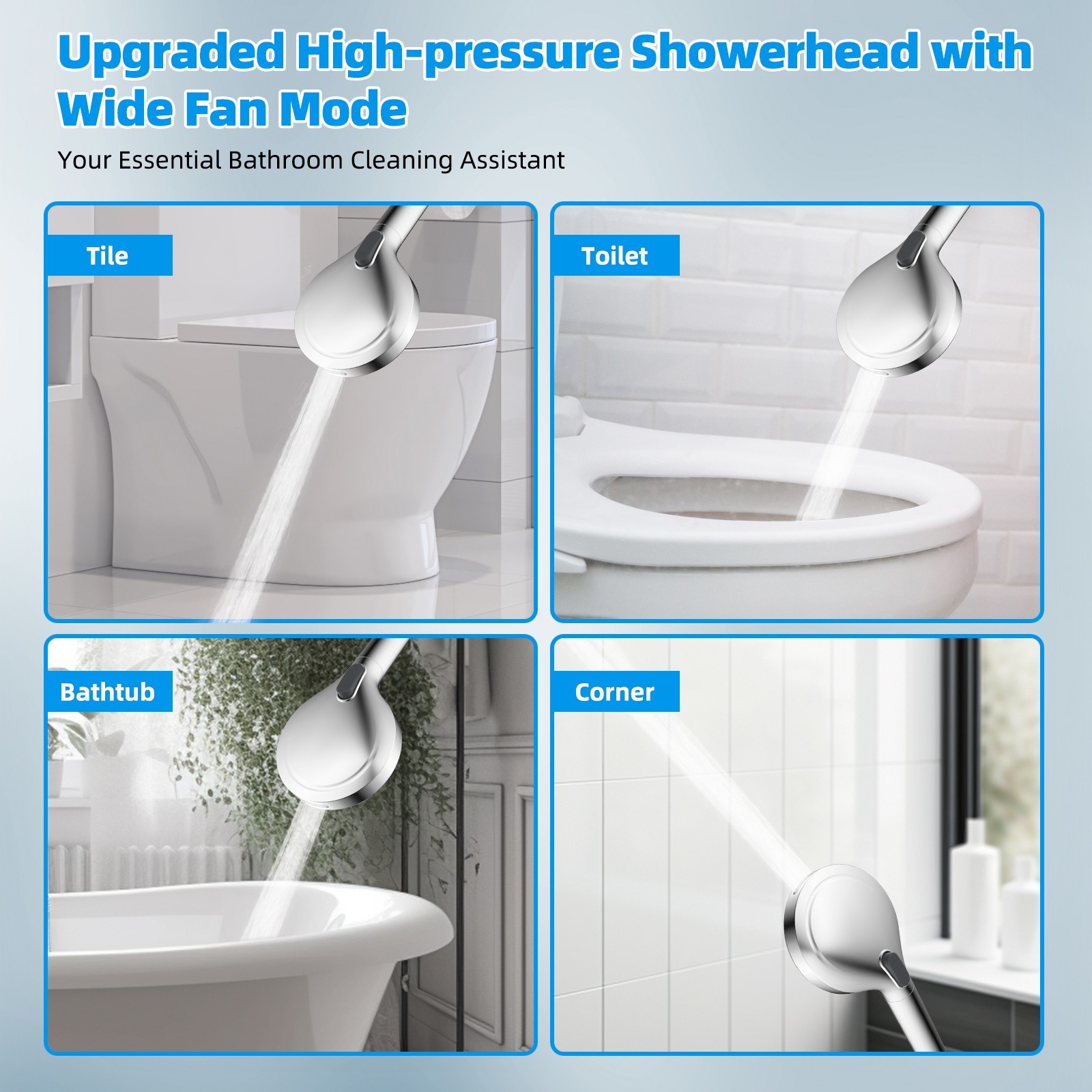 8" High Pressure Rainfall Shower Head Combo with Handheld Spray 10 Spray Setting