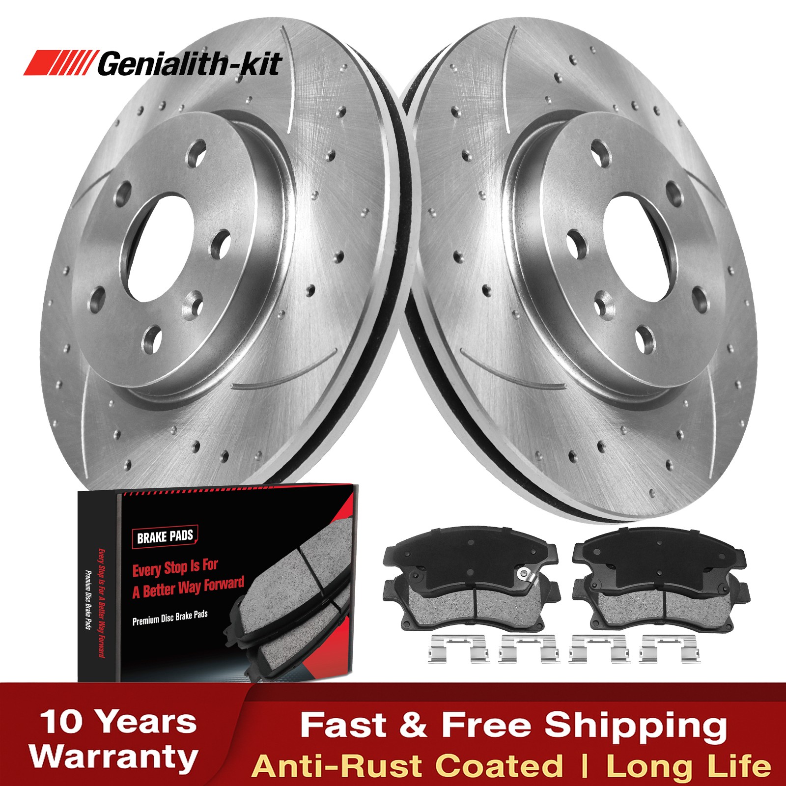 Front Drilled Brake Rotors + Ceramic Pads for 2011- 2015 Chevy Cruze 1.4L 1.8L