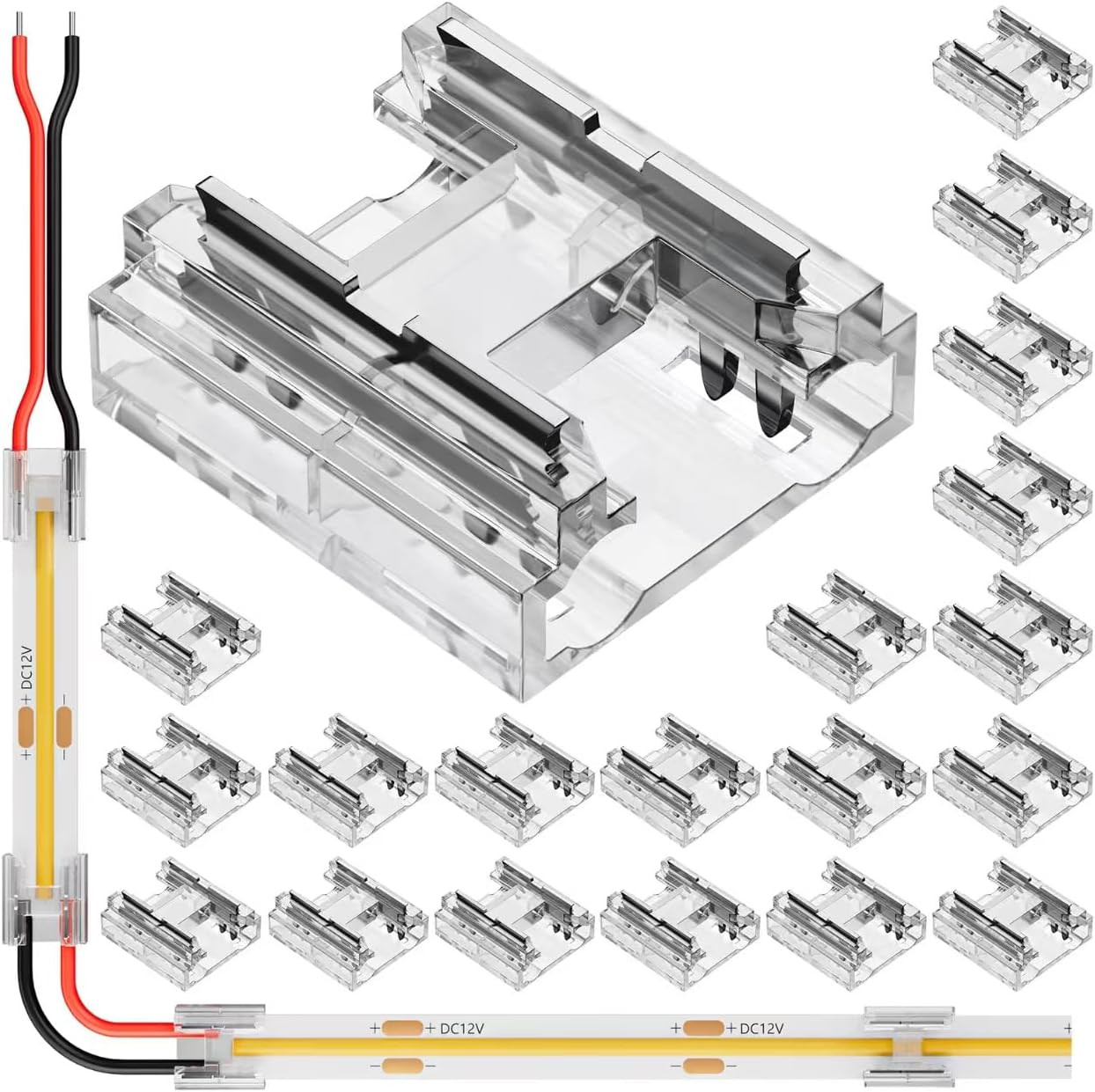 20 Pack COB 0.31In(8Mm) 2 Pin Transparent Connector for Non-Wired Gapless Solder