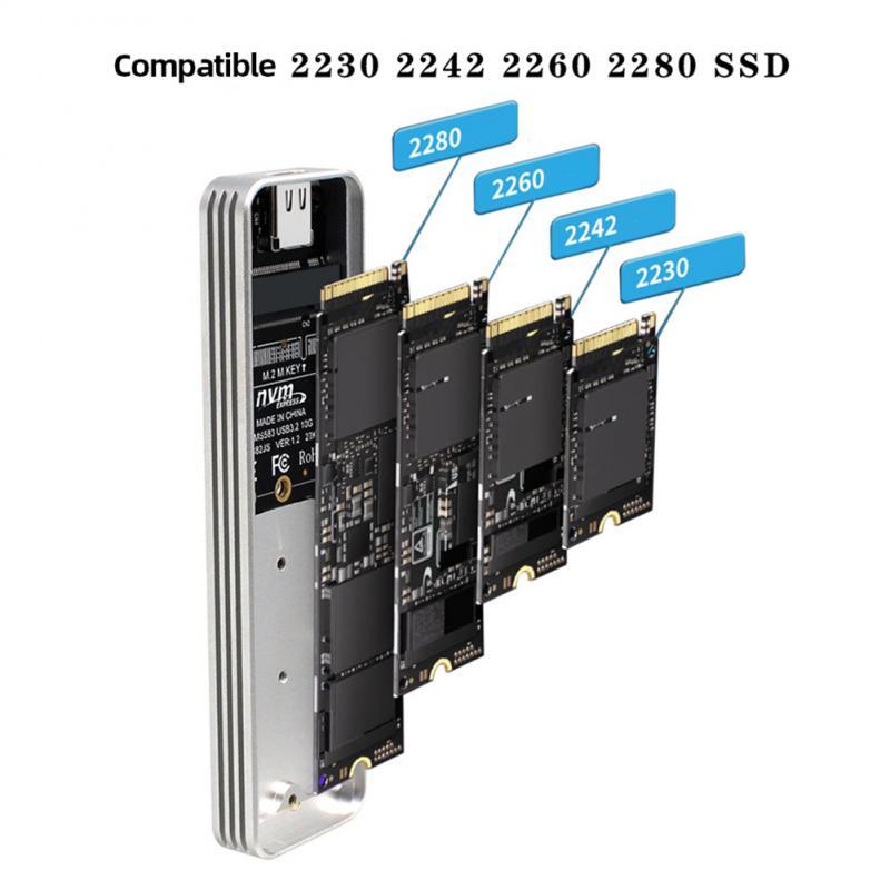 Type-C USB3.2 Gen2Aluminum M.2 NVMe Solid State Drive External Enclosure 10Gbps