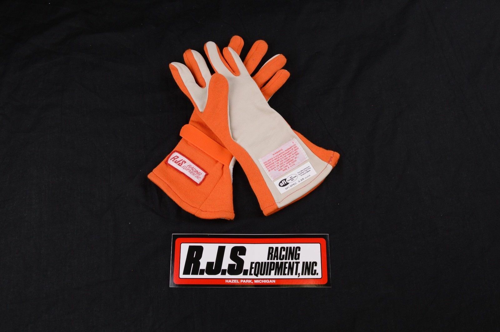 KIDS RACING GLOVES RJS SFI 3.3/1 SINGLE LAYER NOMEX RACING GLOVES SM ORANGE
