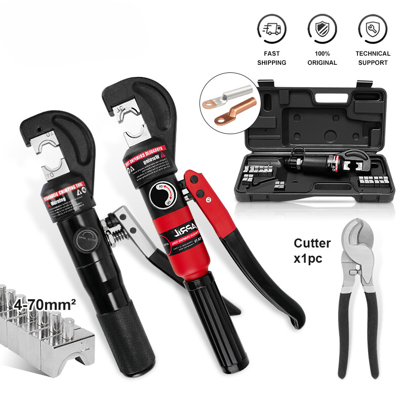 Hydraulic Wire Cable Lug Terminal Crimper Crimping Tool with 9 Pairs of Dies New