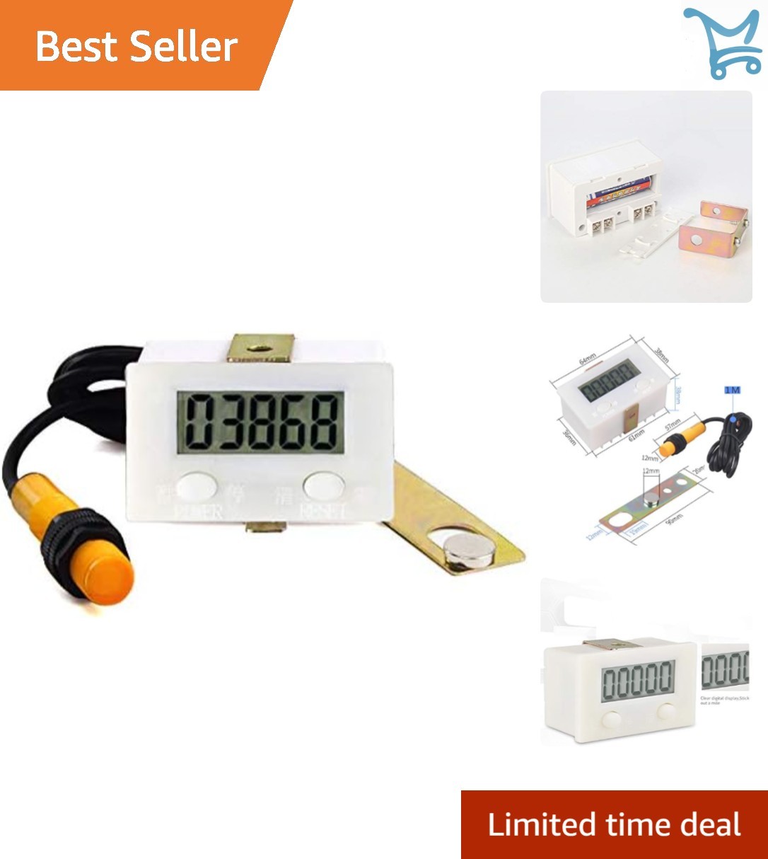 LCD Digital Counter 0-99999 5-Digit with Proximity Magnetic Switch Sensor