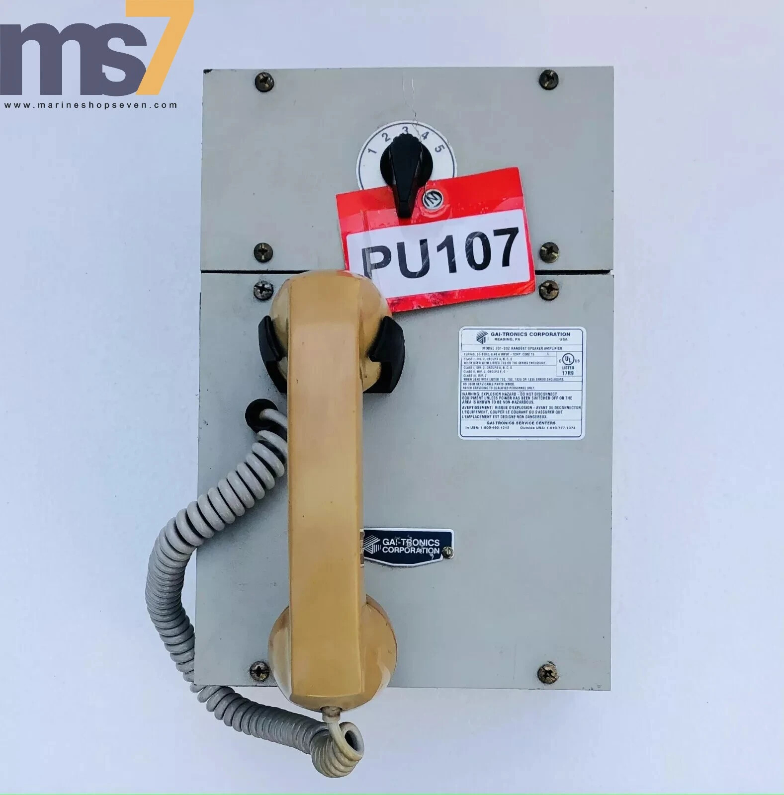 GAI-TRONICS 701-302 HANDSET/ SPEAKER AMPLIFIER 120 VAC 50-60 HZ #16