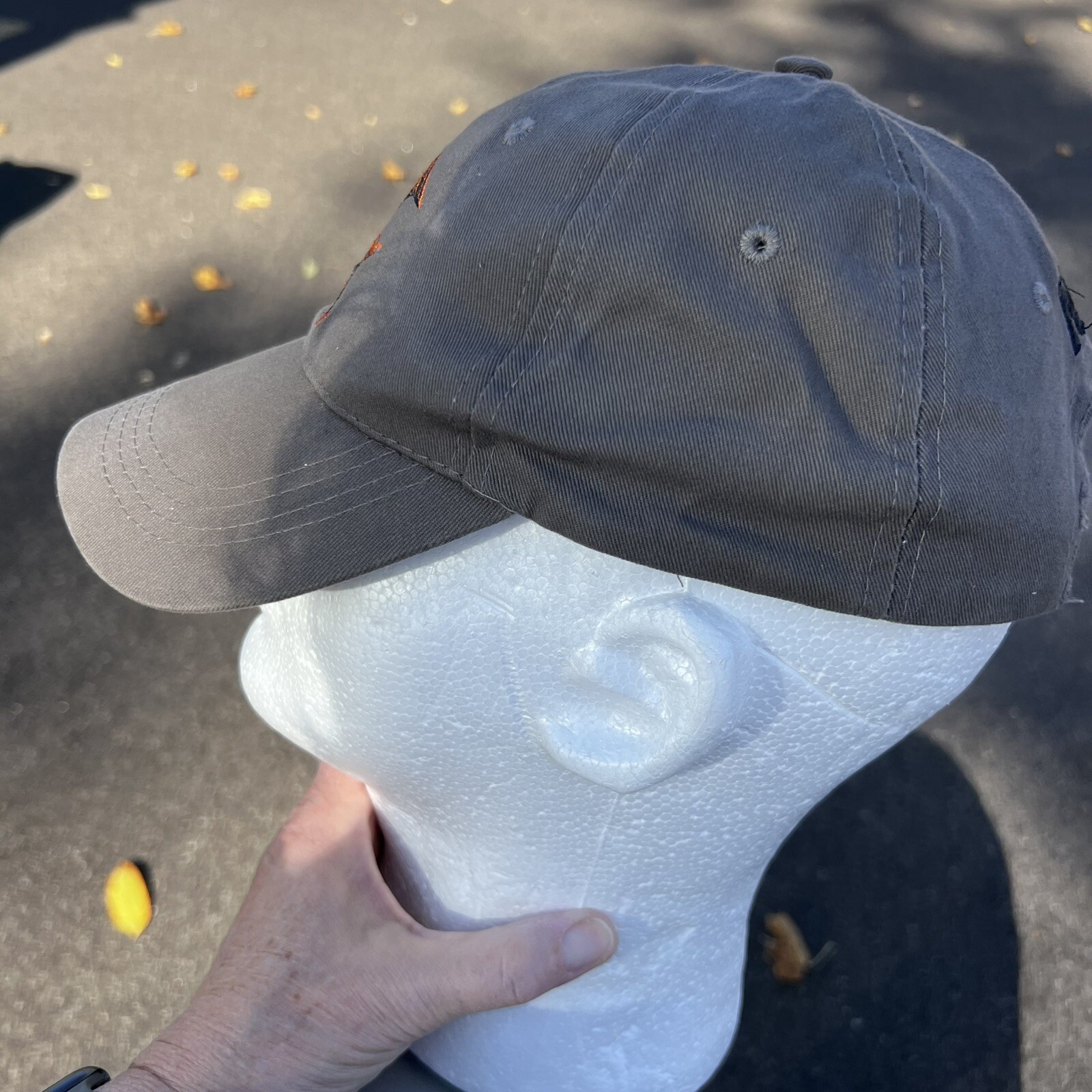 NRA on Back In Black w Orange Eagle Logo on Front on Gray Hat Cap Hook Loop