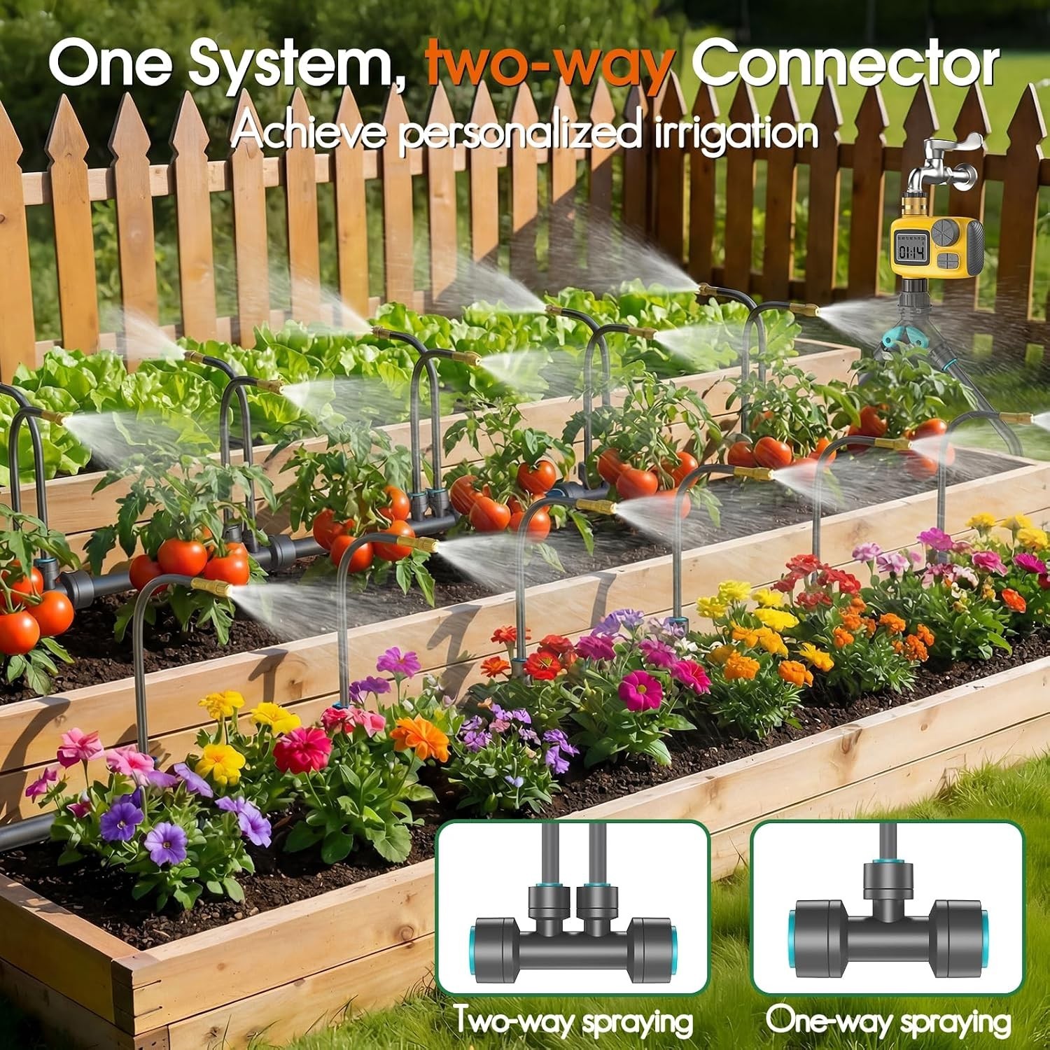 Automatic 98FT Drip Irrigation System with Copper Nozzles & Timer for Gardens