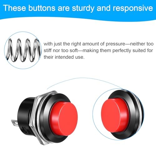24 Pcs 16MM 5/8" Momentary Push Button Switch, High Round Waterproof Metal