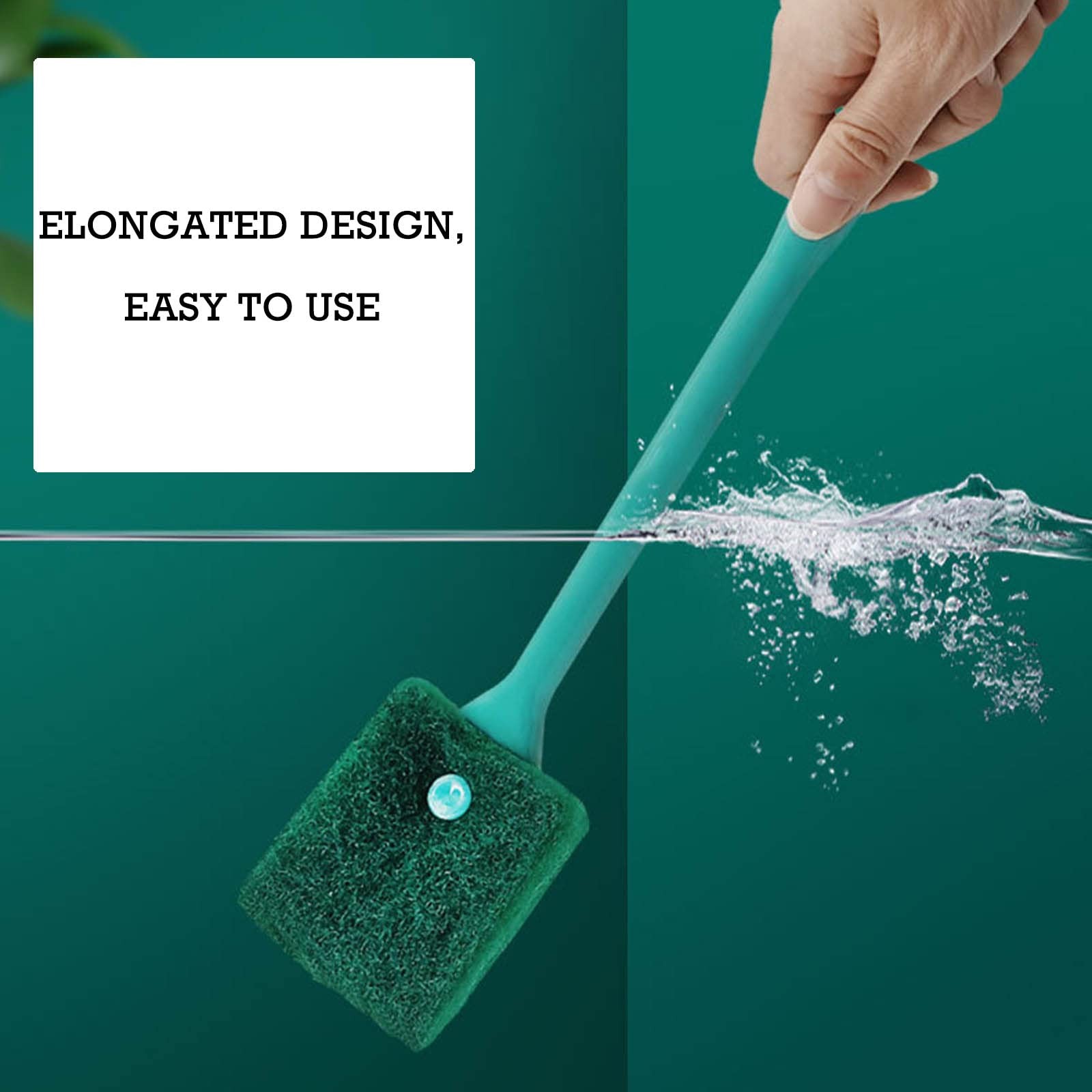 2PCS Aquarium Cleaning Brush – Double-Sided Sponge Scrubber w/ Long Handle