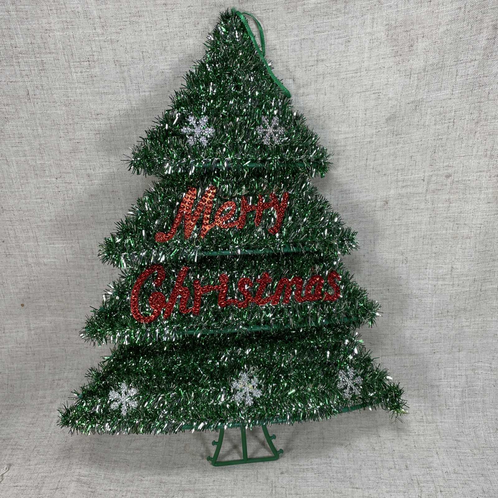 Merry Christmas 18 Inch Tinsel Tree Door Wall Mantel Hanging Tinsel Decoration
